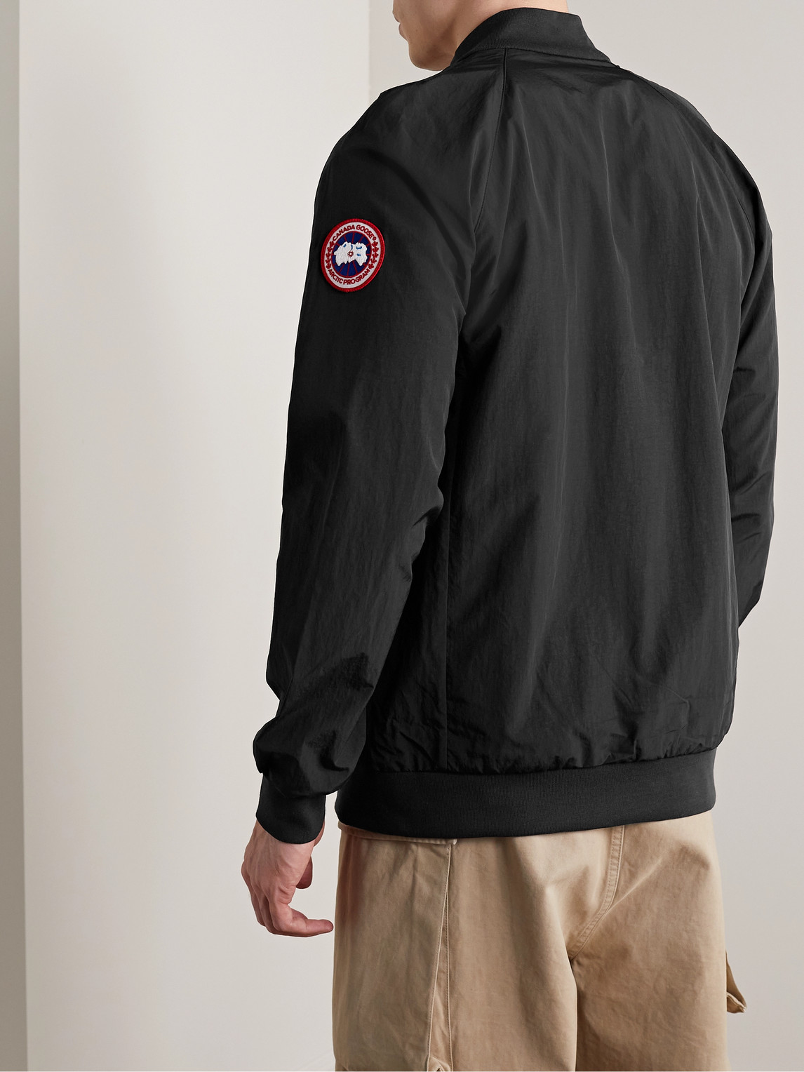 Shop Canada Goose Faber Grosgrain-trimmed Acclimaluxe Shell Bomber Jacket In Black