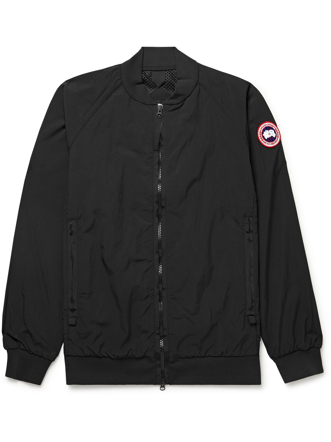 Shop Canada Goose Faber Grosgrain-trimmed Acclimaluxe Shell Bomber Jacket In Black