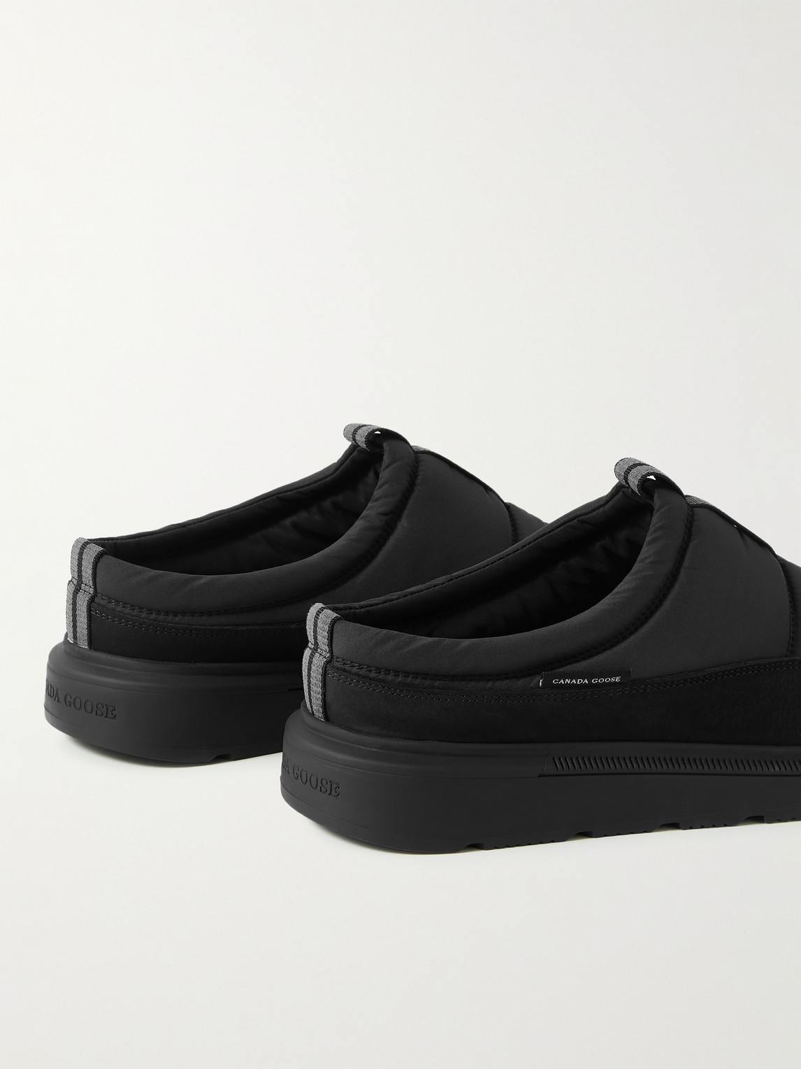 Shop Canada Goose Crofton Suede-trimmed Quilted Nylon Mules In Black