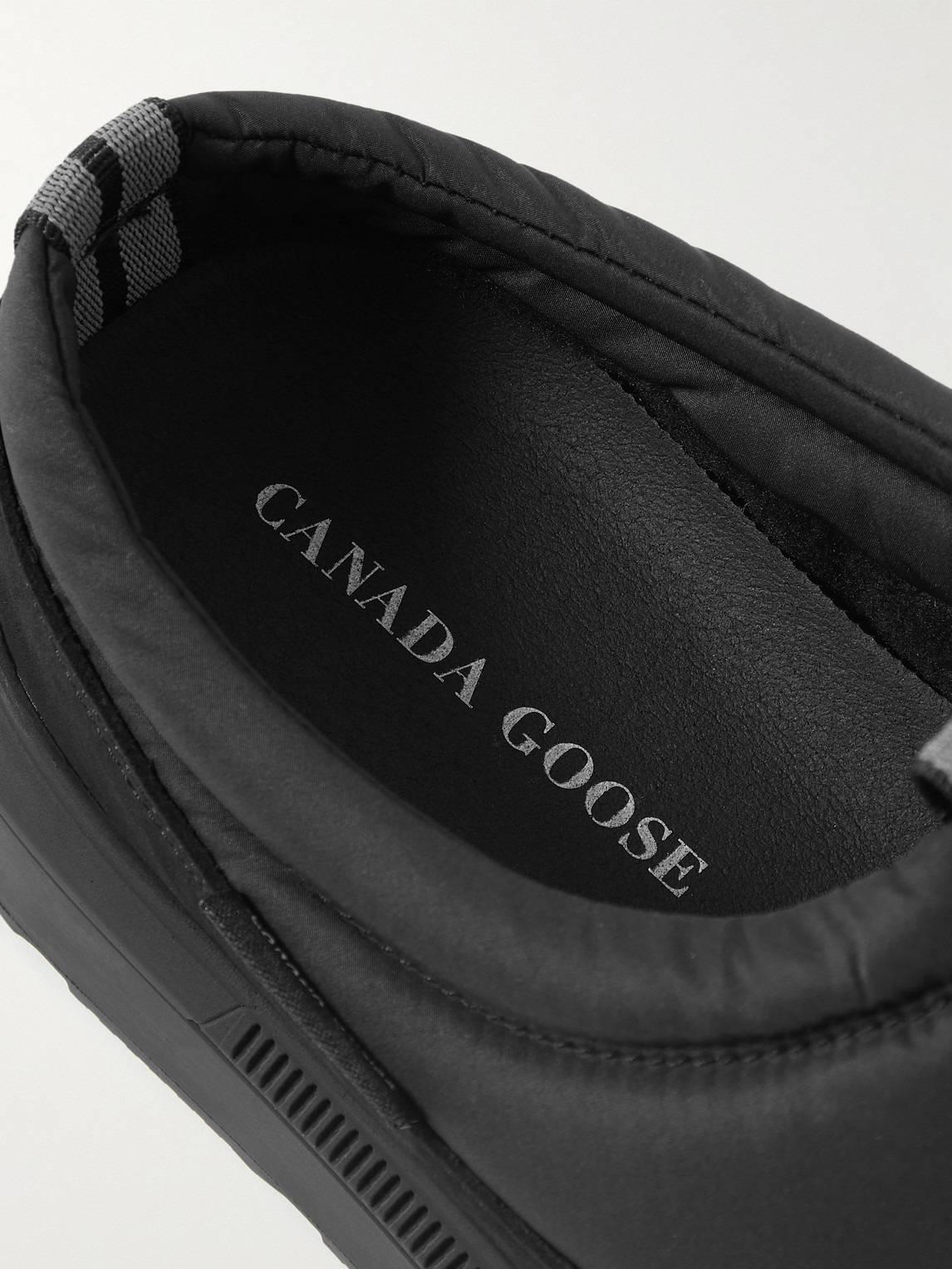 Shop Canada Goose Crofton Suede-trimmed Quilted Nylon Mules In Black