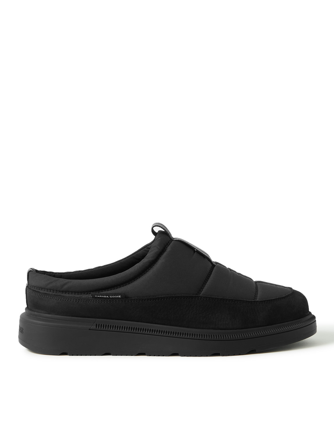 Shop Canada Goose Crofton Suede-trimmed Quilted Nylon Mules In Black
