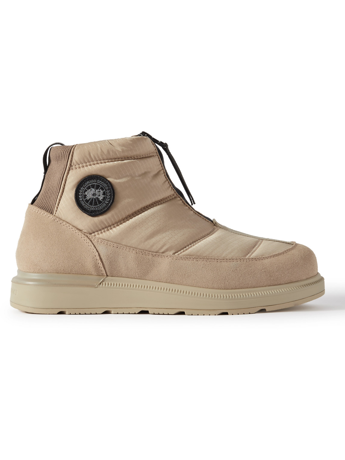 Shop Canada Goose Crofton Suede-trimmed Quilted Ripstop Boots In Brown