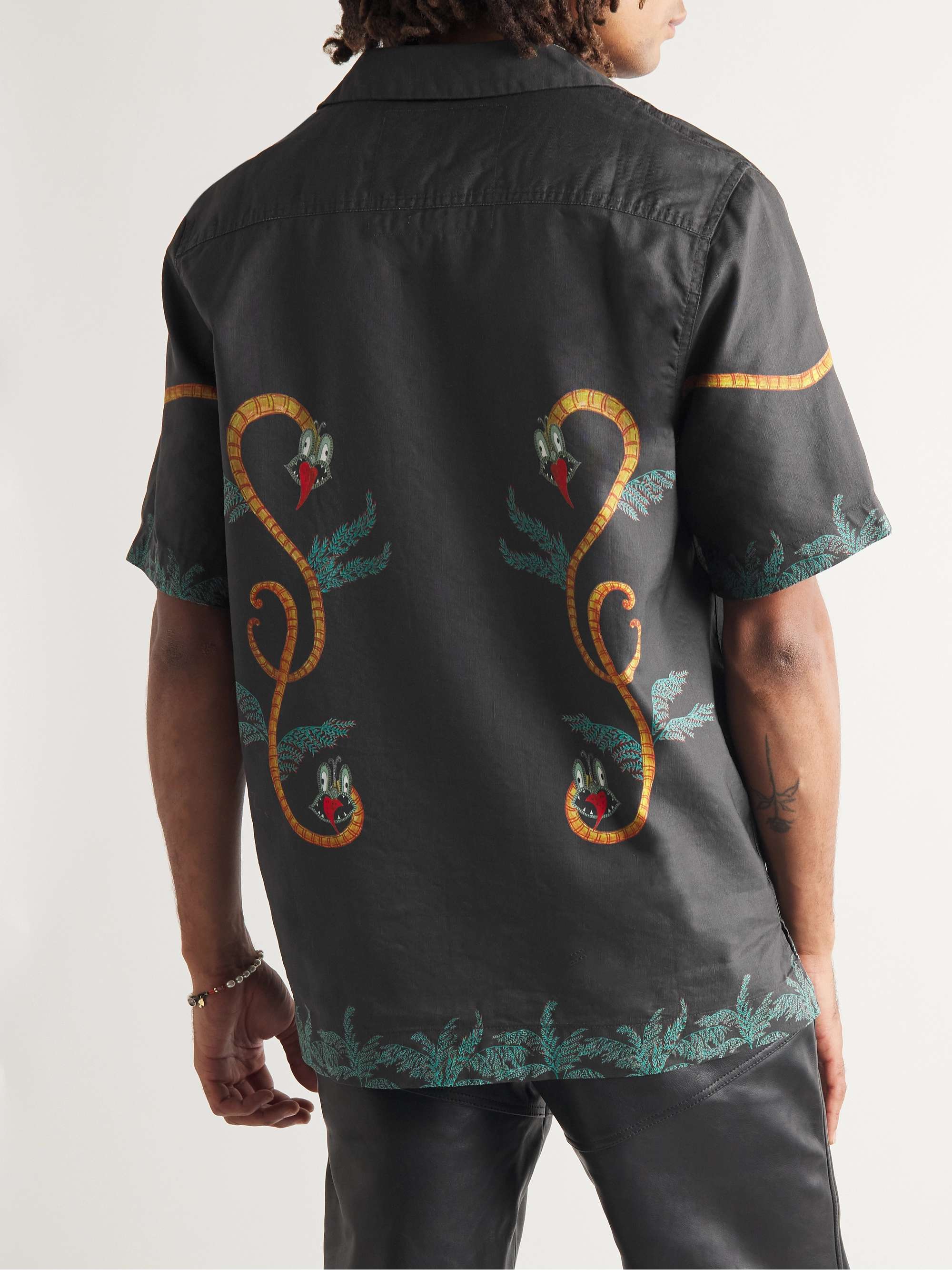MANAAKI Taniwha Camp-Collar Printed Lyocell and Linen-Blend Shirt
