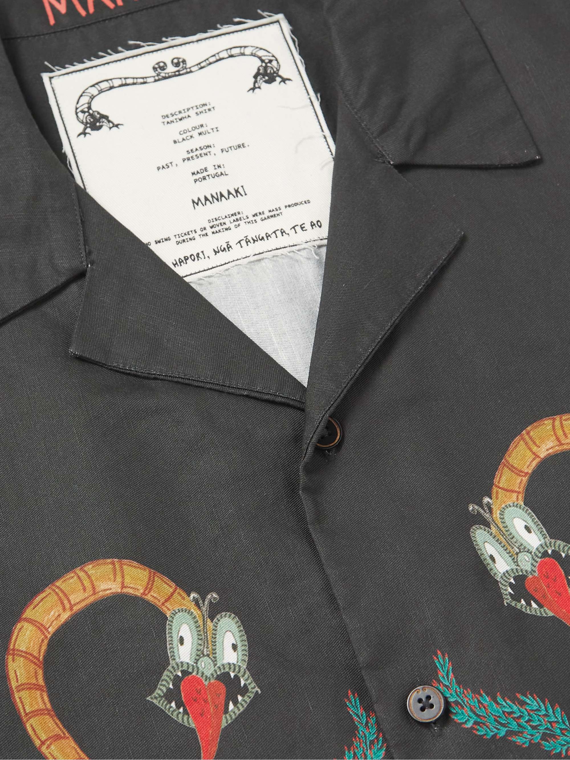MANAAKI Taniwha Camp-Collar Printed Lyocell and Linen-Blend Shirt