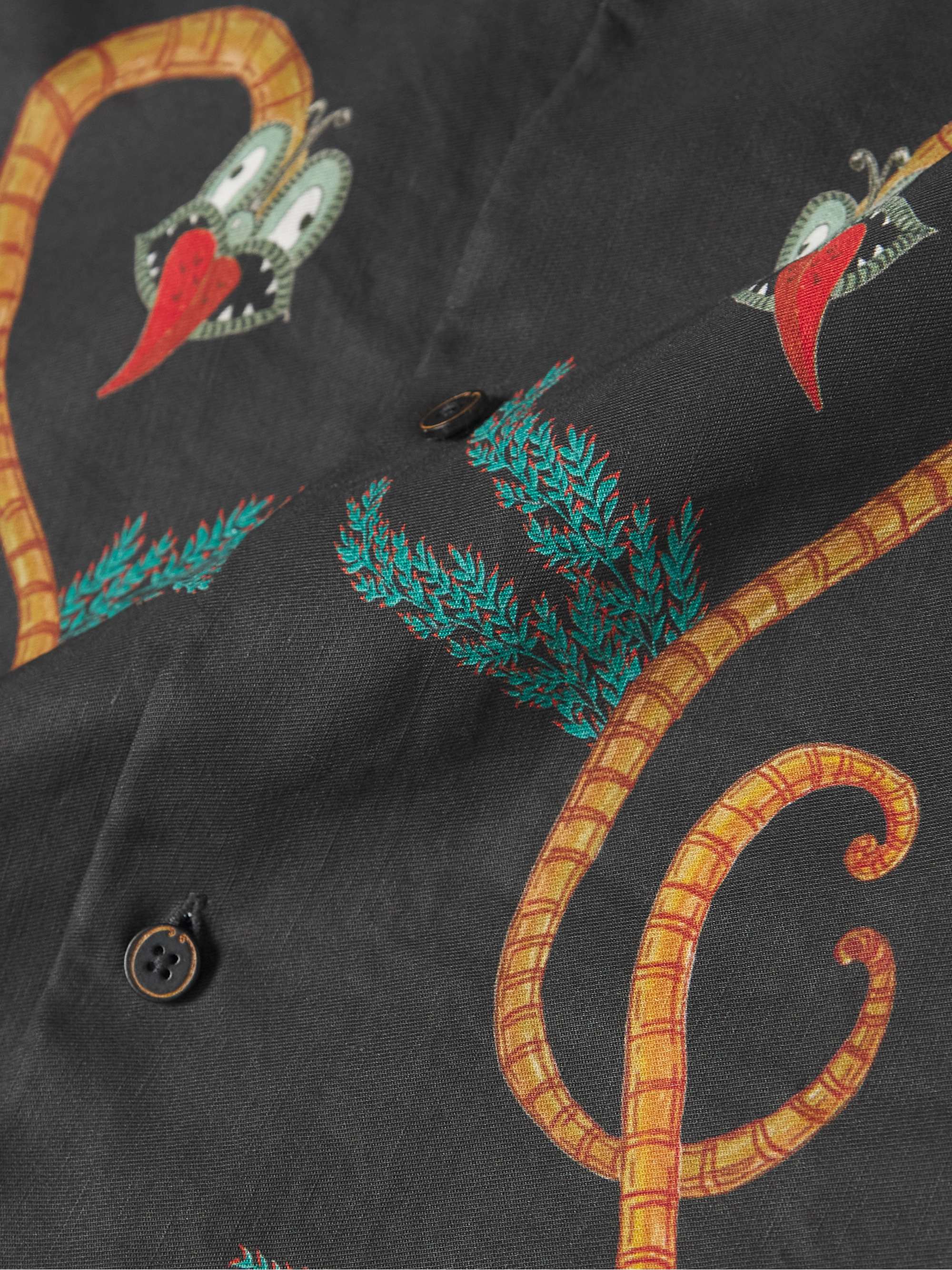 MANAAKI Taniwha Camp-Collar Printed Lyocell and Linen-Blend Shirt