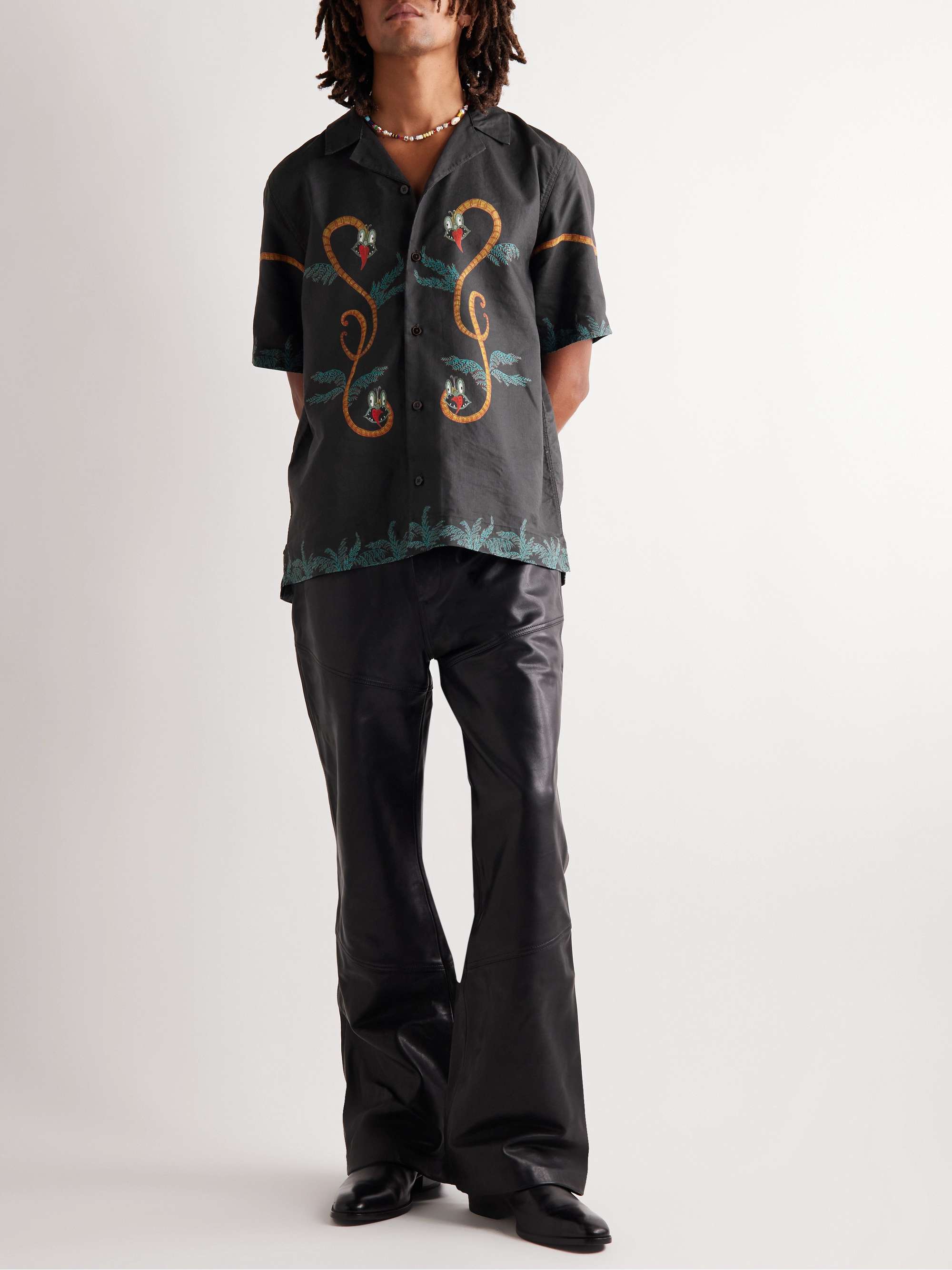 MANAAKI Taniwha Camp-Collar Printed Lyocell and Linen-Blend Shirt