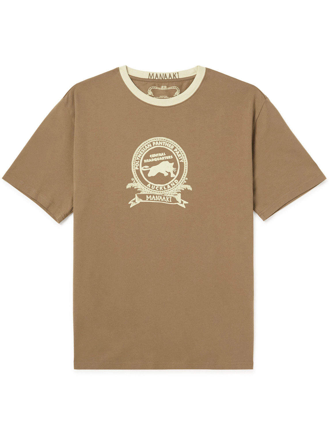 Manaaki Logo-print Cotton-jersey T-shirt In Brown