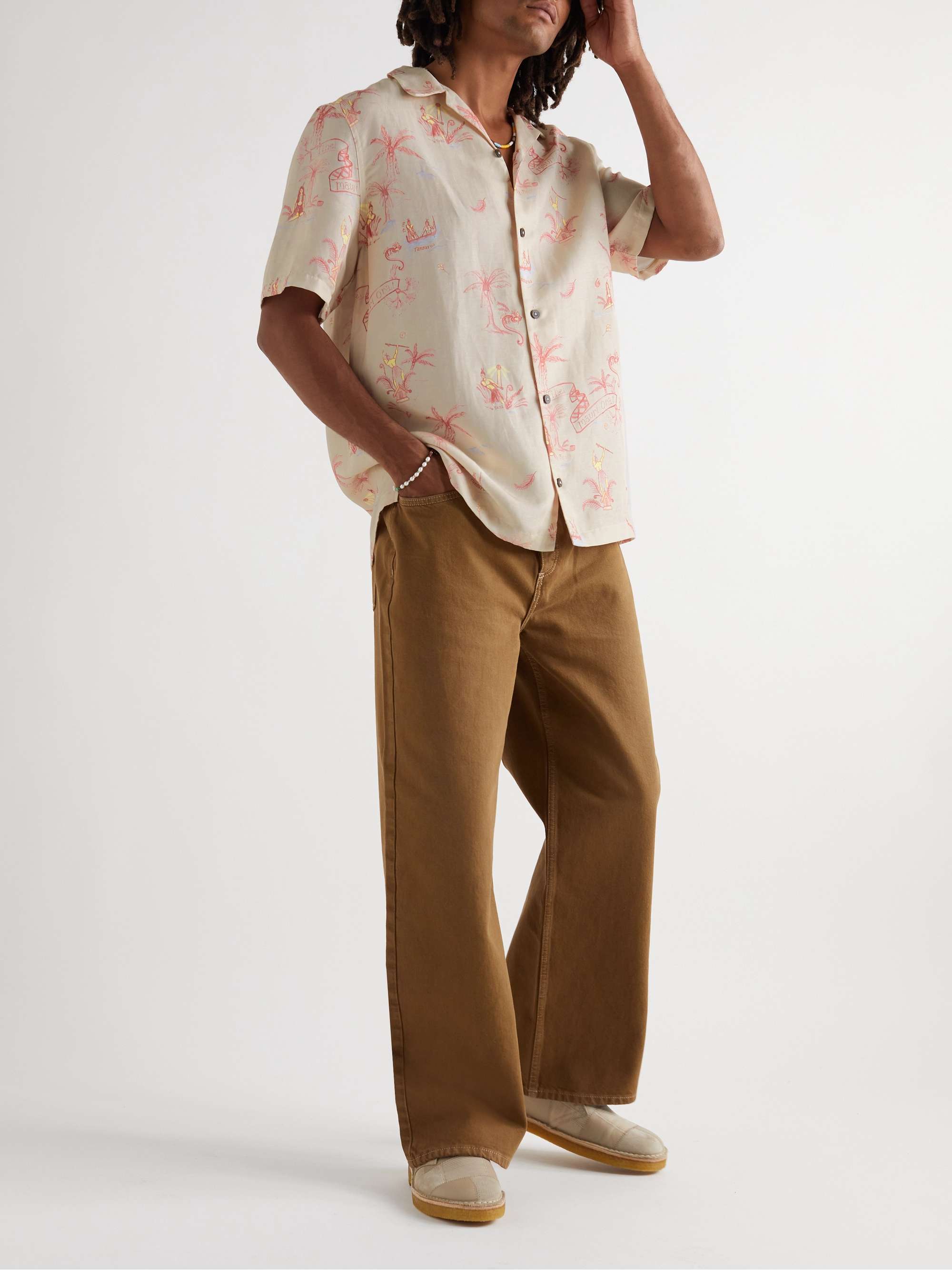 MANAAKI Mana Camp-Collar Printed Lyocell and Linen-Blend Twill Shirt