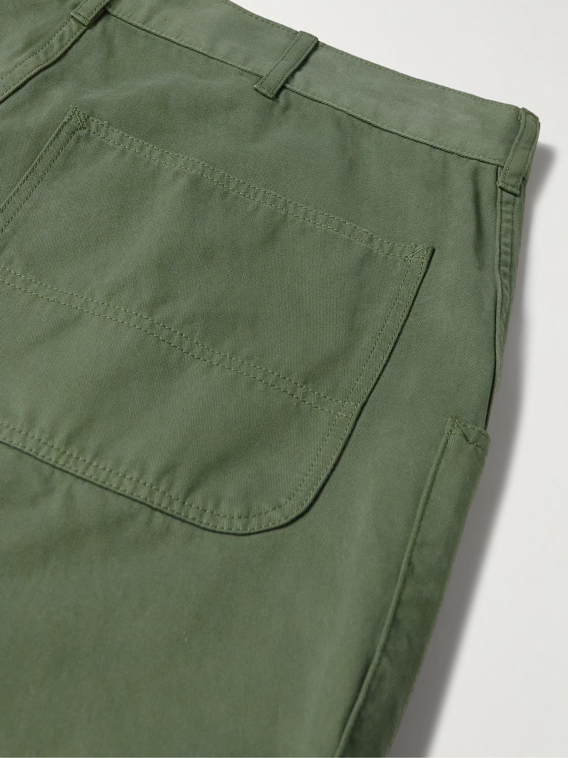 Shop Miles Leon Garden Double-knee Straight-leg Organic Cotton-twill Trousers In Green