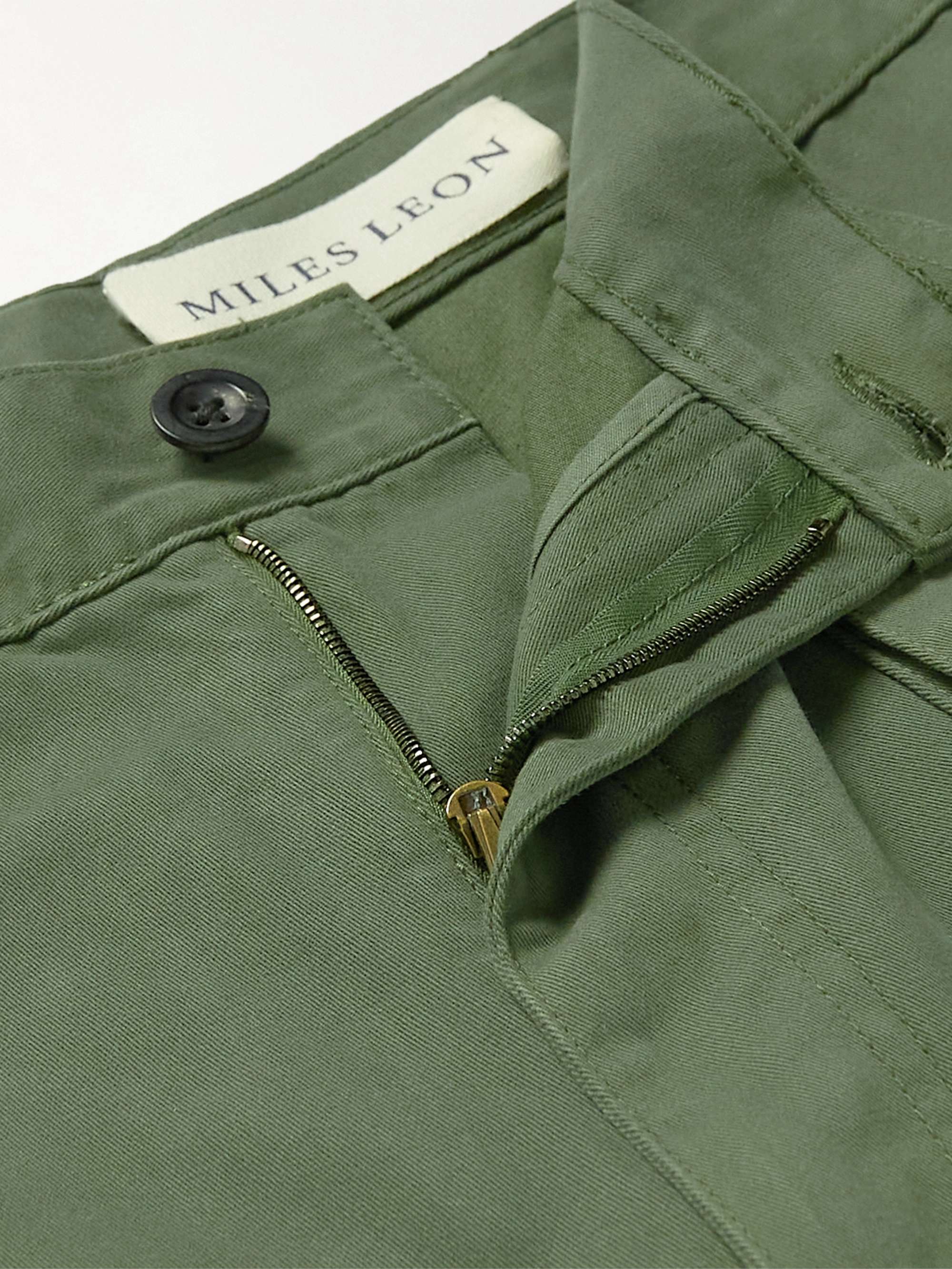 MILES LEON Garden Double-Knee Straight-Leg Organic Cotton-Twill Trousers