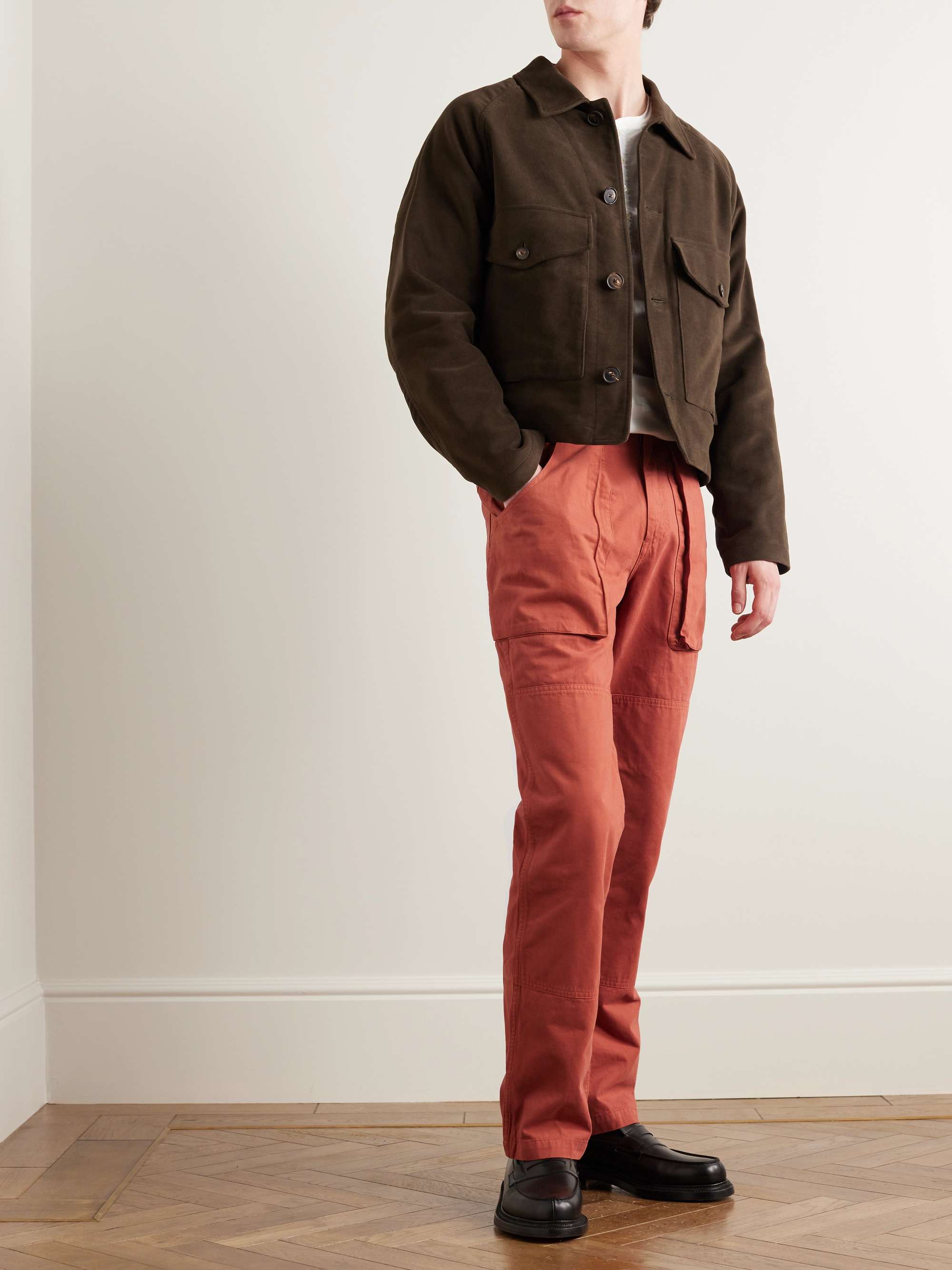 MILES LEON Garden Double-Knee Straight-Leg Organic Cotton-Twill Trousers
