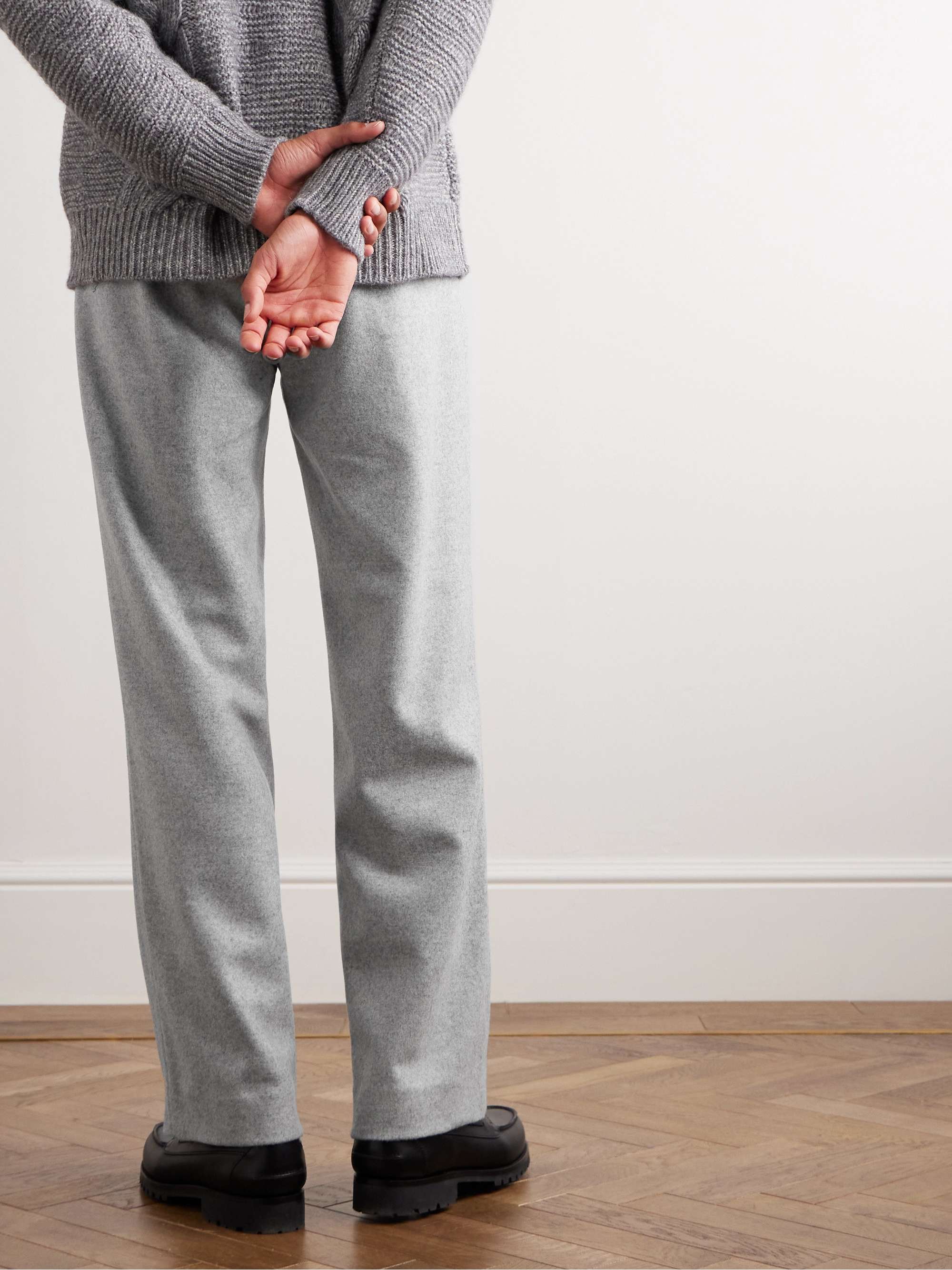 MILES LEON Straight-Leg Pleated Wool and Cashmere-Blend Trousers