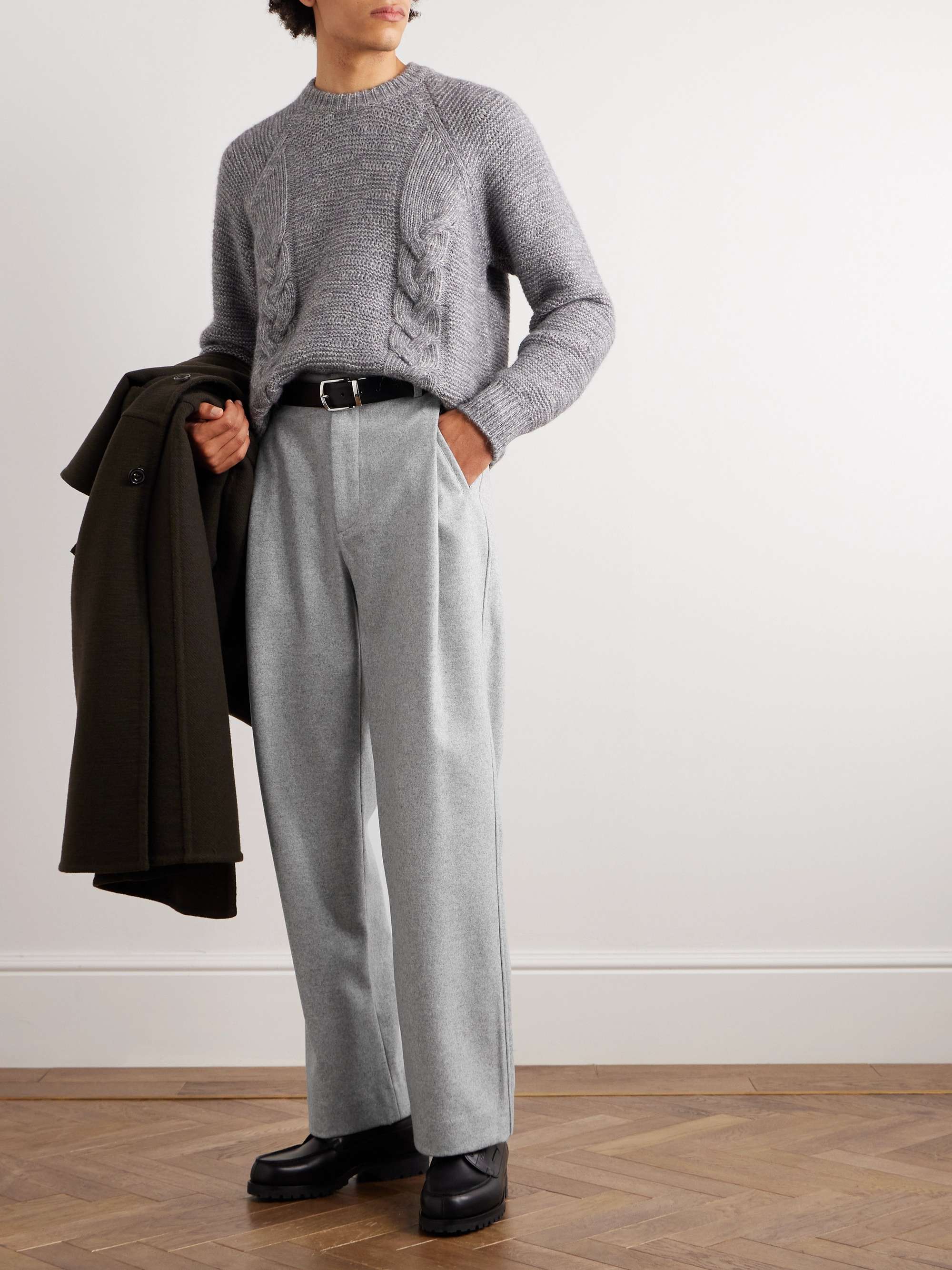 MILES LEON Straight-Leg Pleated Wool and Cashmere-Blend Trousers