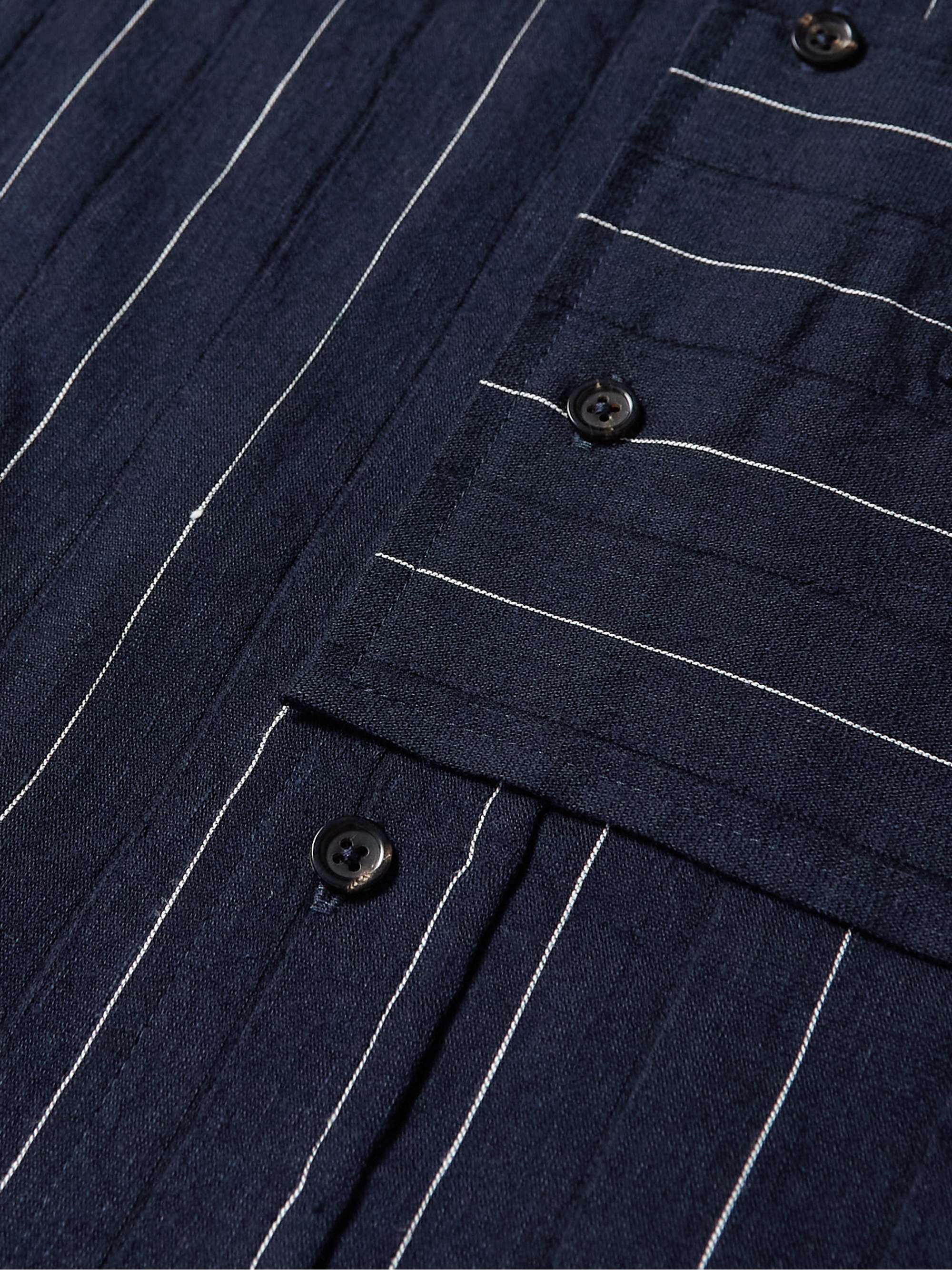 MILES LEON Zen Striped Wool, Linen and Cotton-Blend Shirt
