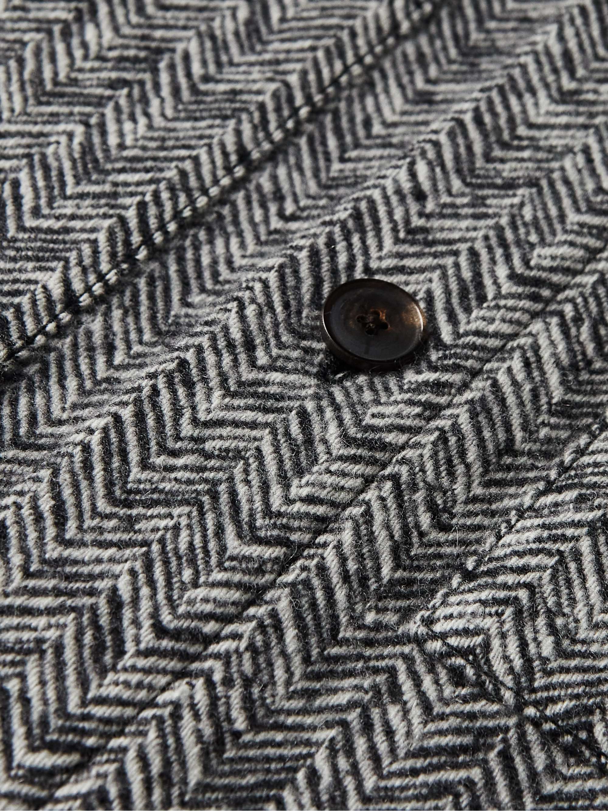 MILES LEON Herringbone Wool and Cashmere-Blend Overshirt