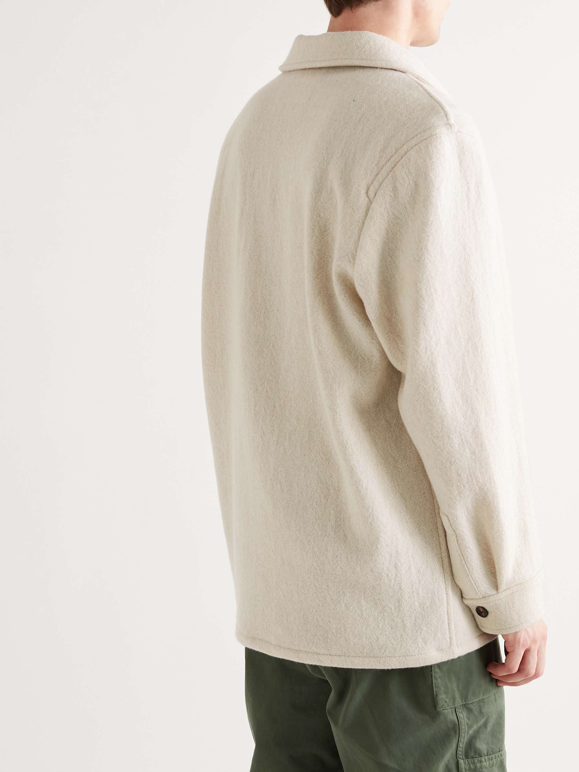 MILES LEON Herringbone Wool and Cashmere-Blend Overshirt