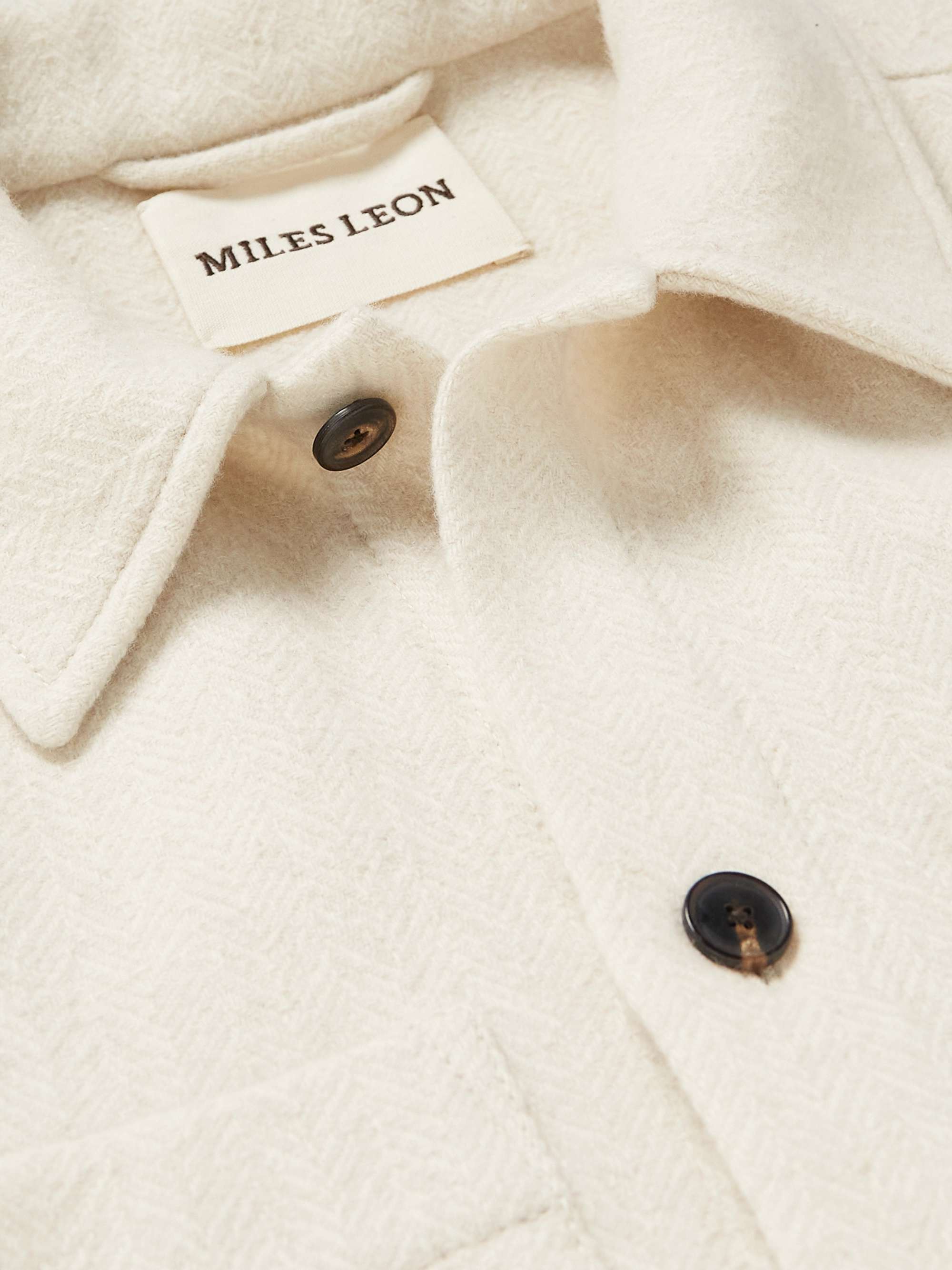 MILES LEON Herringbone Wool and Cashmere-Blend Overshirt