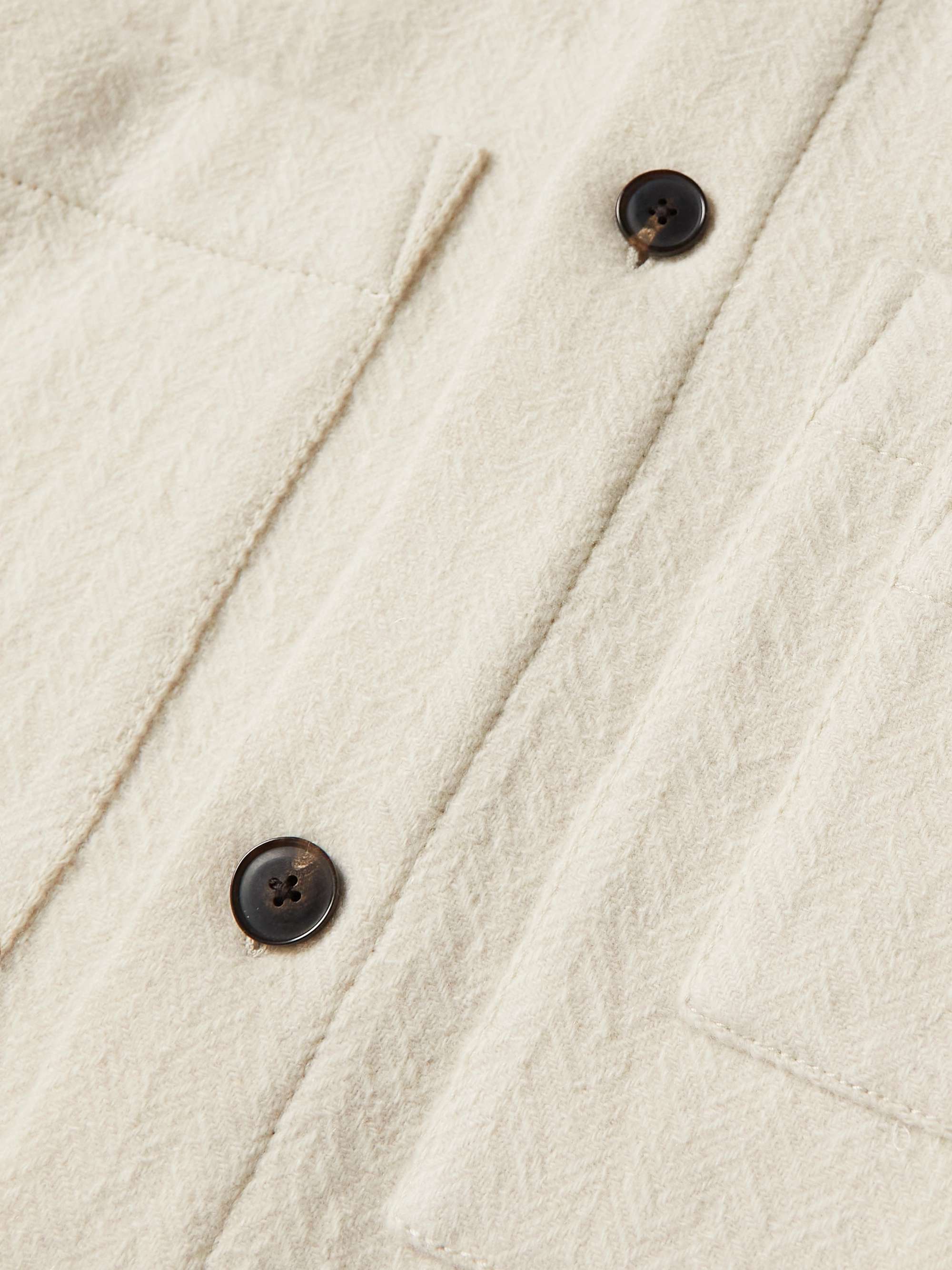 MILES LEON Herringbone Wool and Cashmere-Blend Overshirt