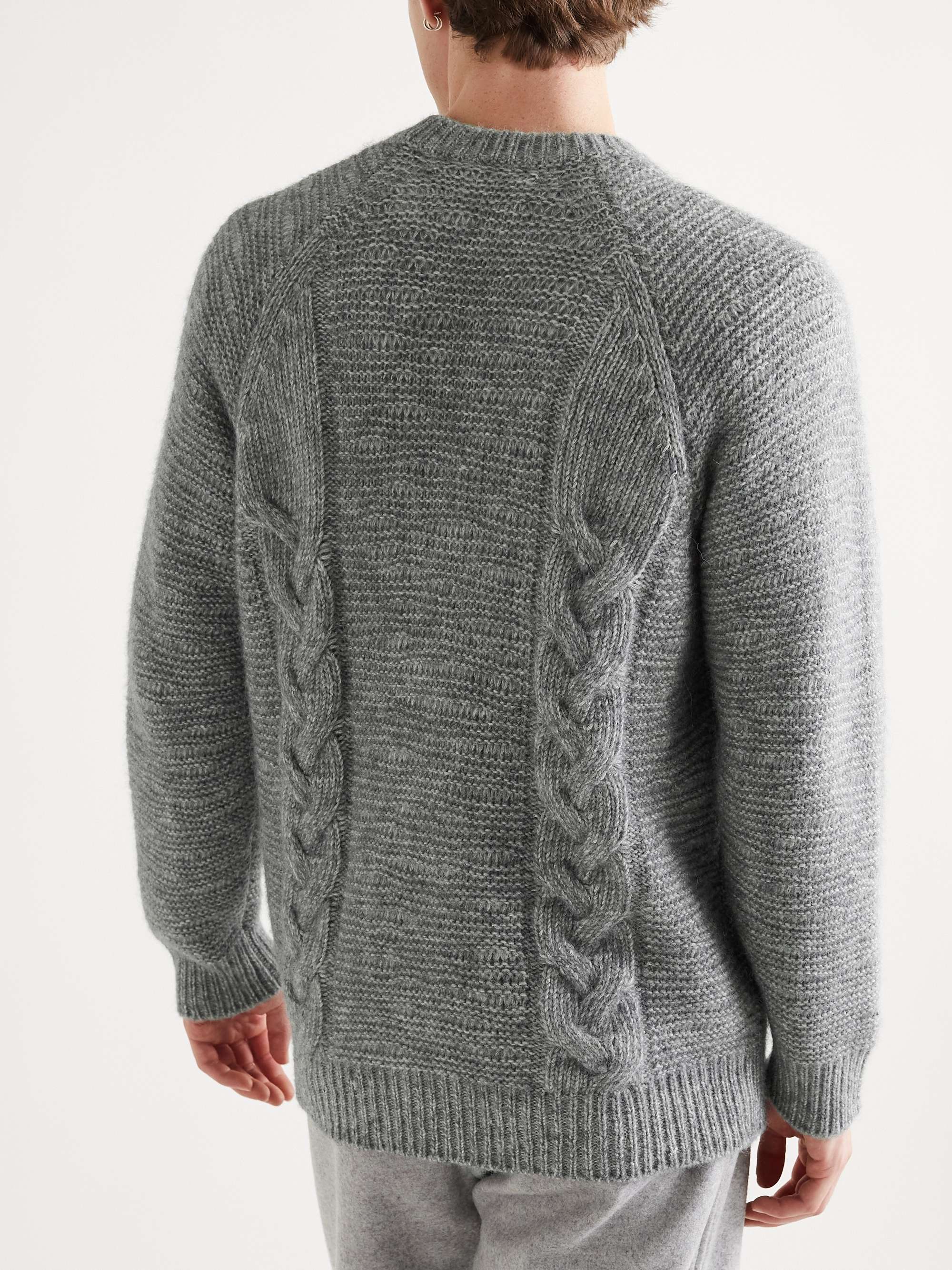 MILES LEON Cable-Knit Cotton, Alpaca and Merino Wool-Blend Sweater
