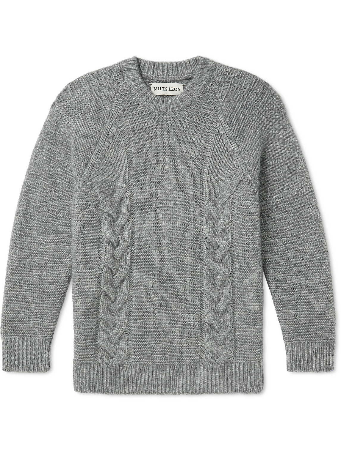 Miles Leon Cable-knit Cotton, Alpaca And Merino Wool-blend Sweater In Gray