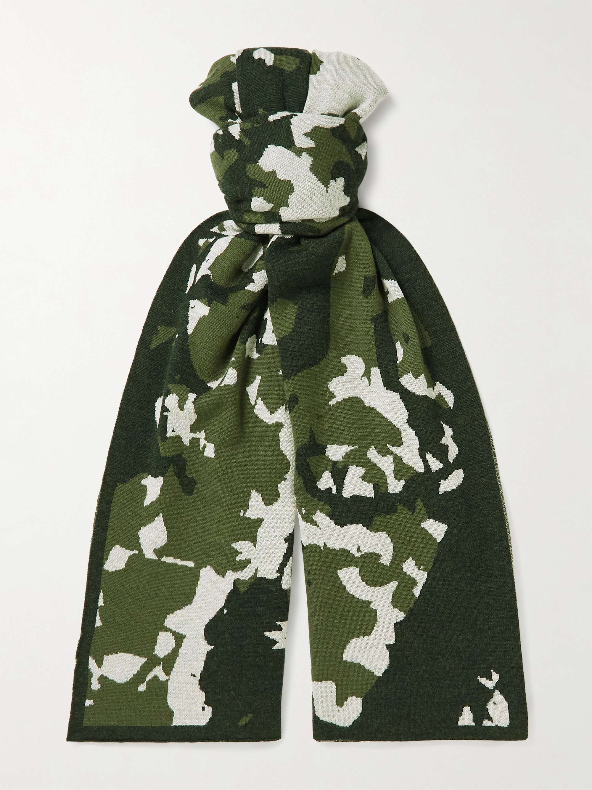 MILES LEON Camouflage-Jacquard Merino Wool Scarf