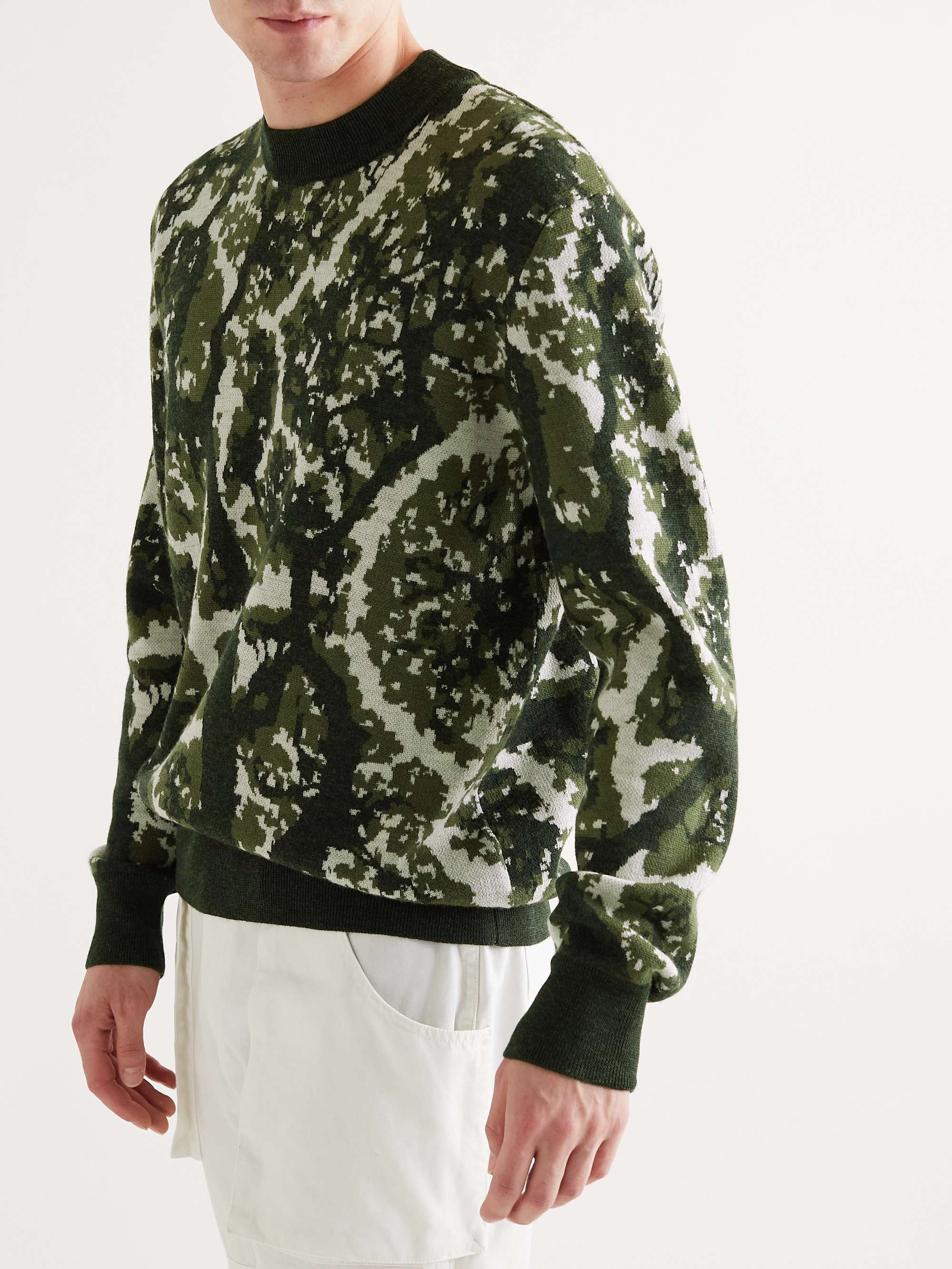 MILES LEON Jacquard-Knit Merino Wool Sweater