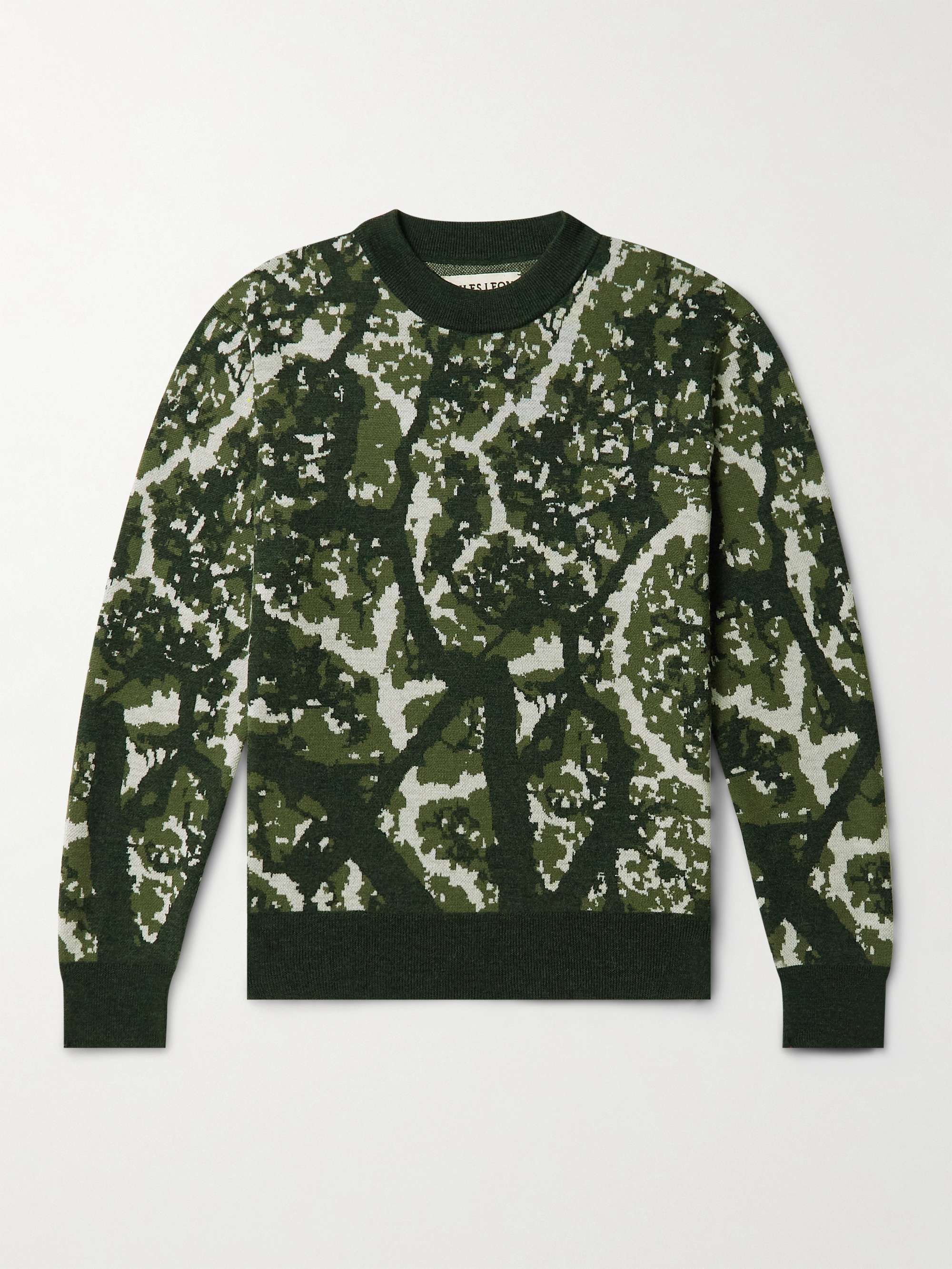 MILES LEON Jacquard-Knit Merino Wool Sweater