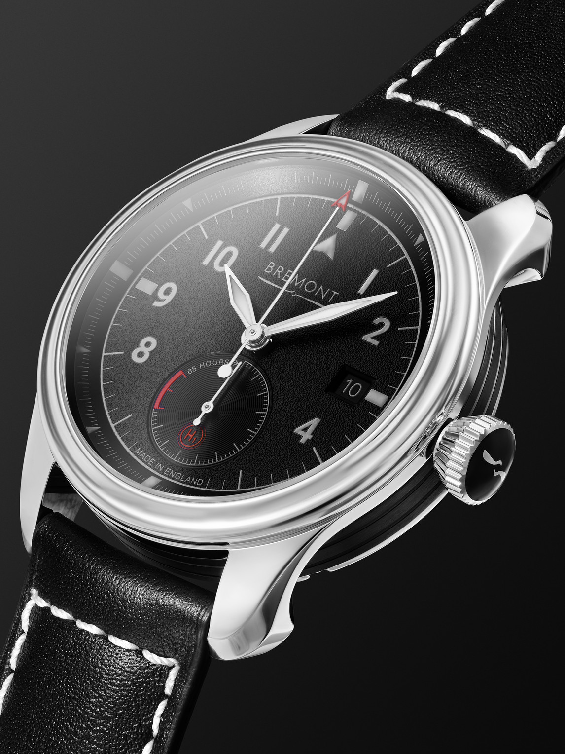 Shop Bremont Fury Automatic 40mm Stainless Steel And Leather Watch, Ref. No. Fury-bk-ss-r-s In Black