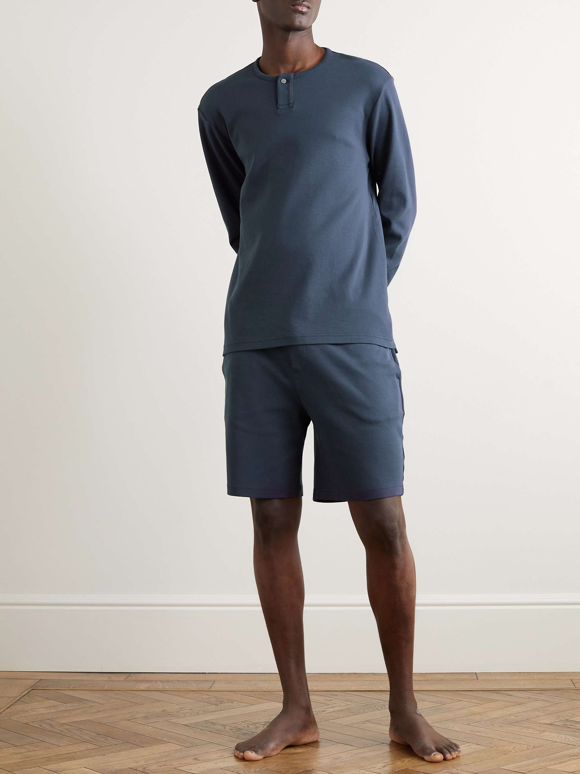 MR P. Cotton-Jersey Henley Pyjama Shirt
