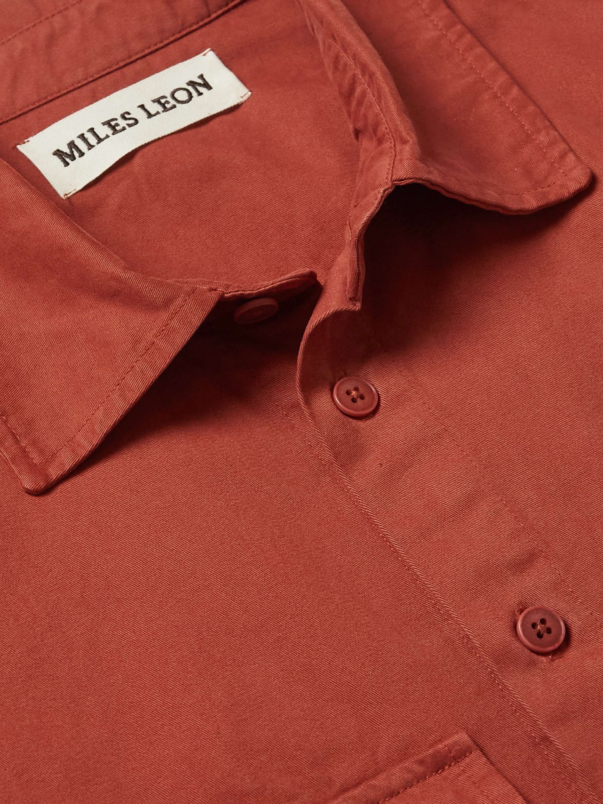 MILES LEON Bellow Garment-Dyed Organic Cotton-Twill Shirt