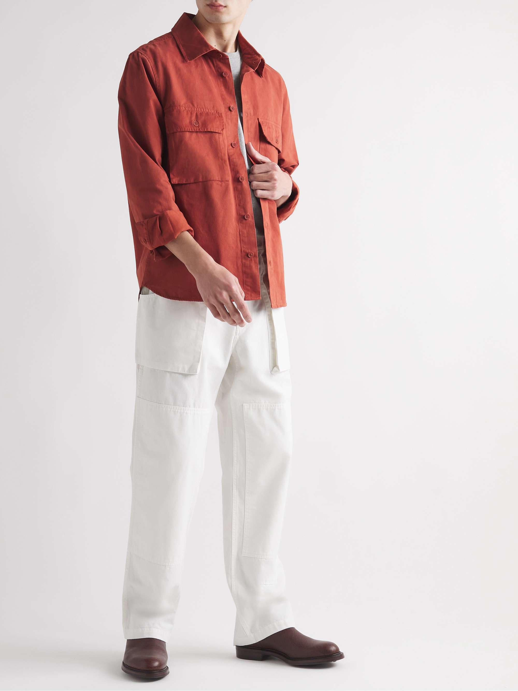 MILES LEON Bellow Garment-Dyed Organic Cotton-Twill Shirt