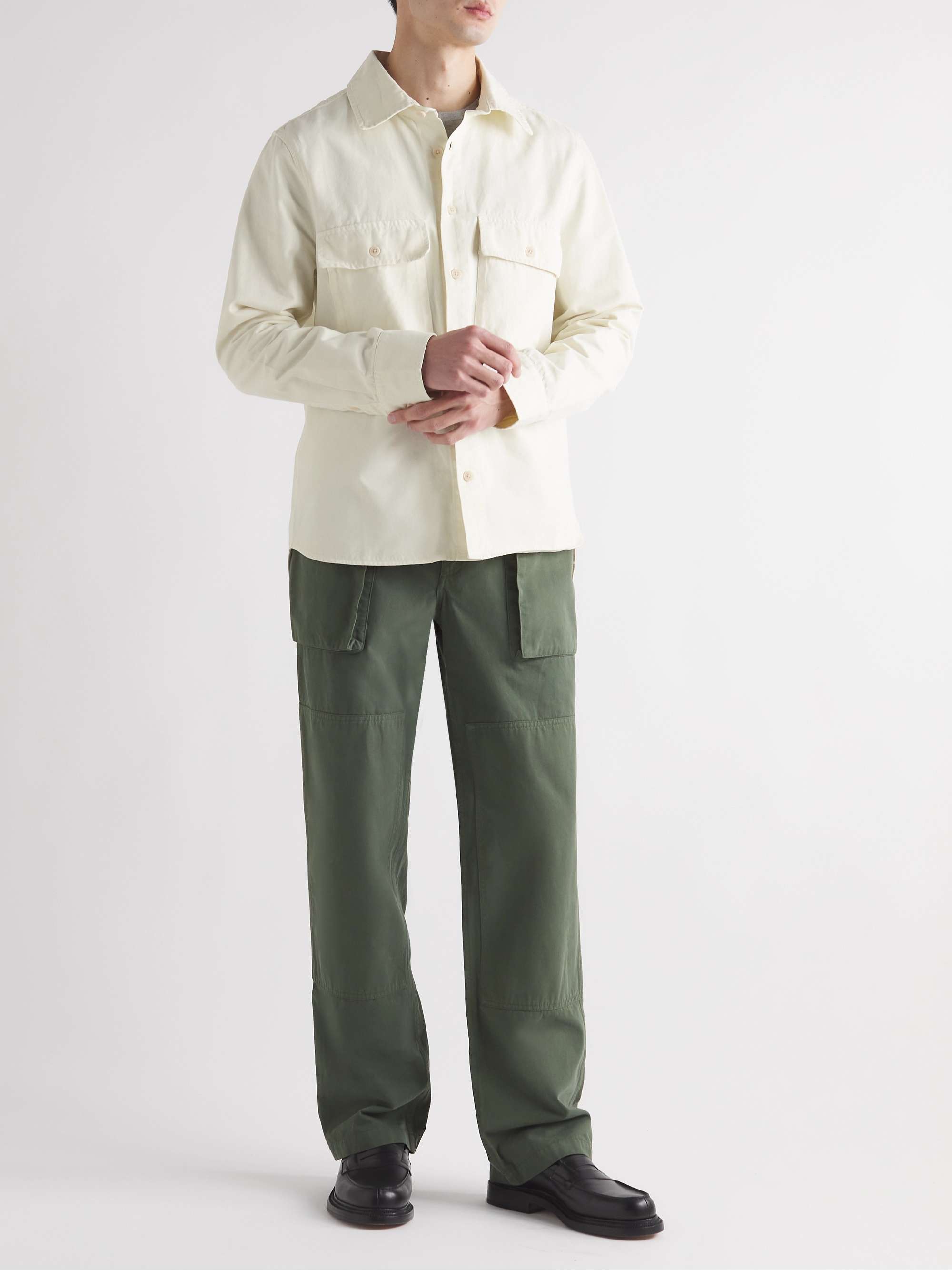 MILES LEON Bellow Garment-Dyed Organic Cotton-Twill Shirt