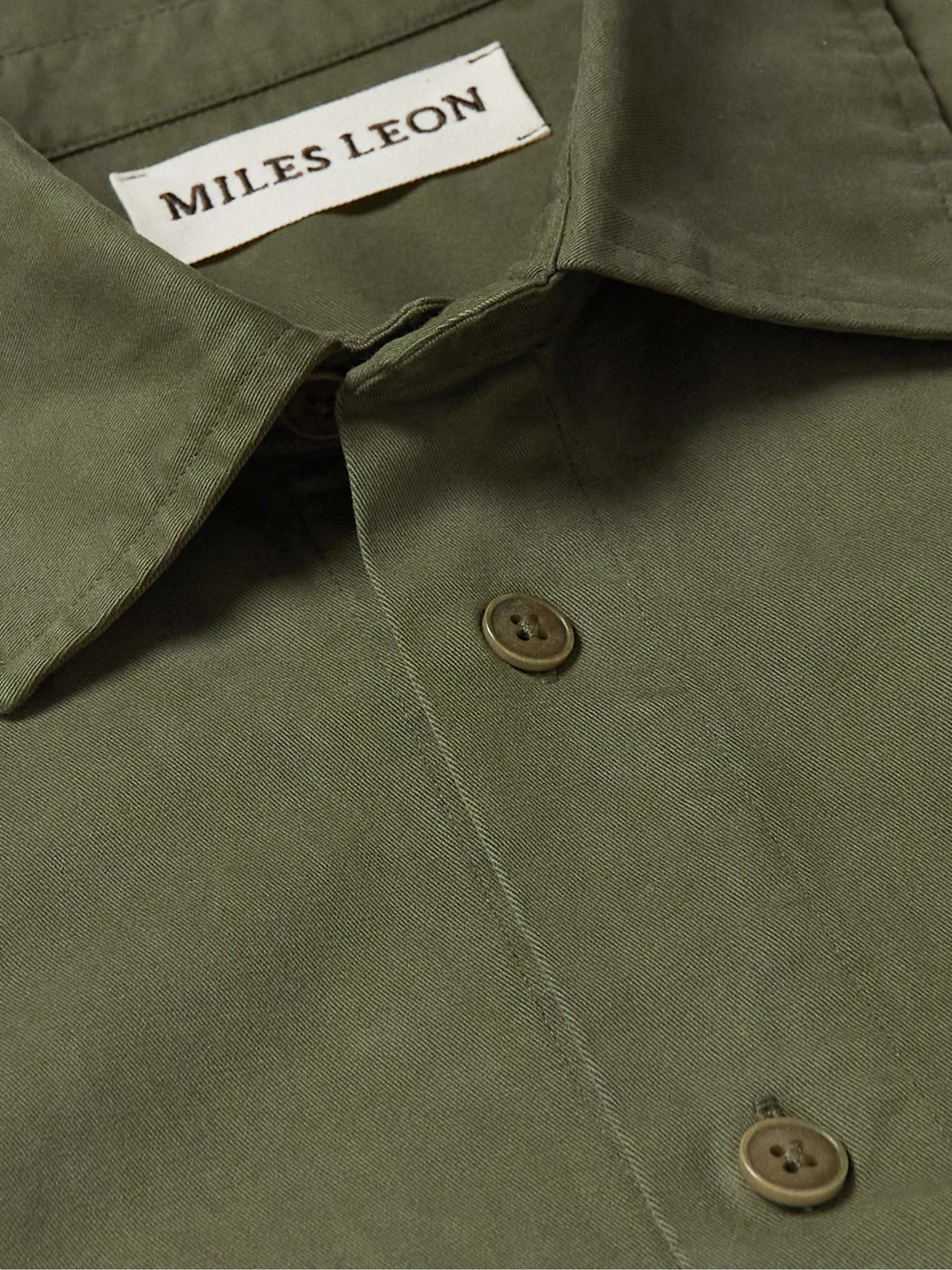 MILES LEON Bellow Garment-Dyed Organic Cotton-Twill Shirt