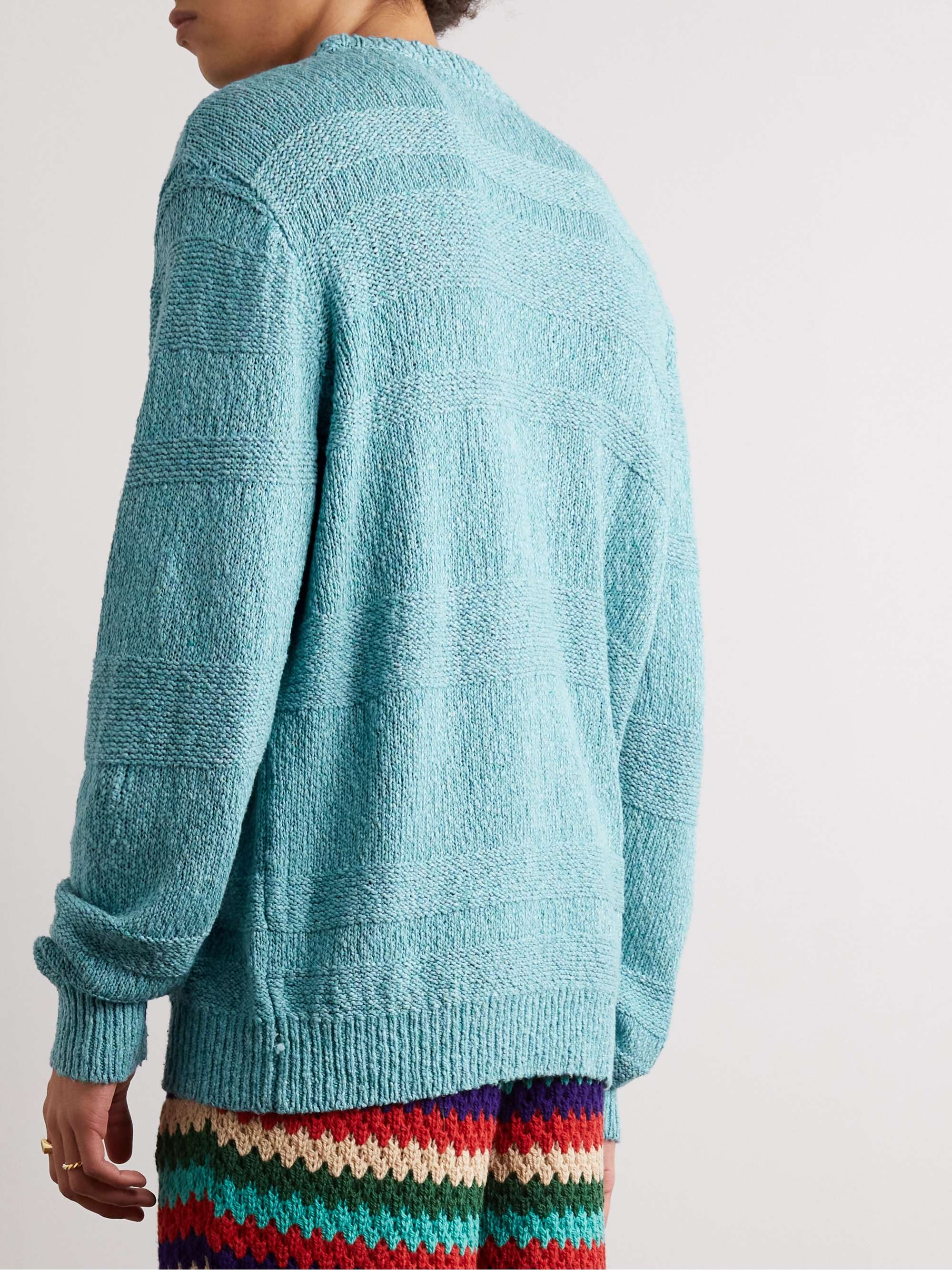 THE ELDER STATESMAN Cotton, Linen and Silk-Blend Sweater