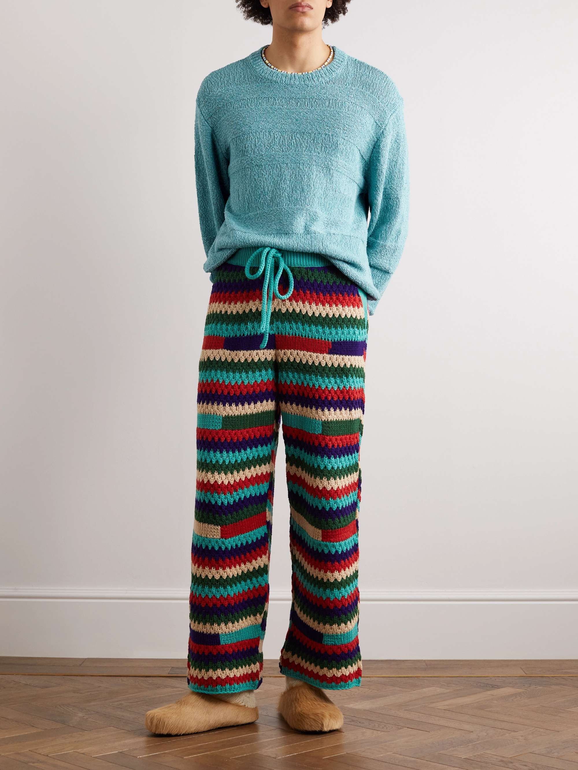 THE ELDER STATESMAN Cotton, Linen and Silk-Blend Sweater