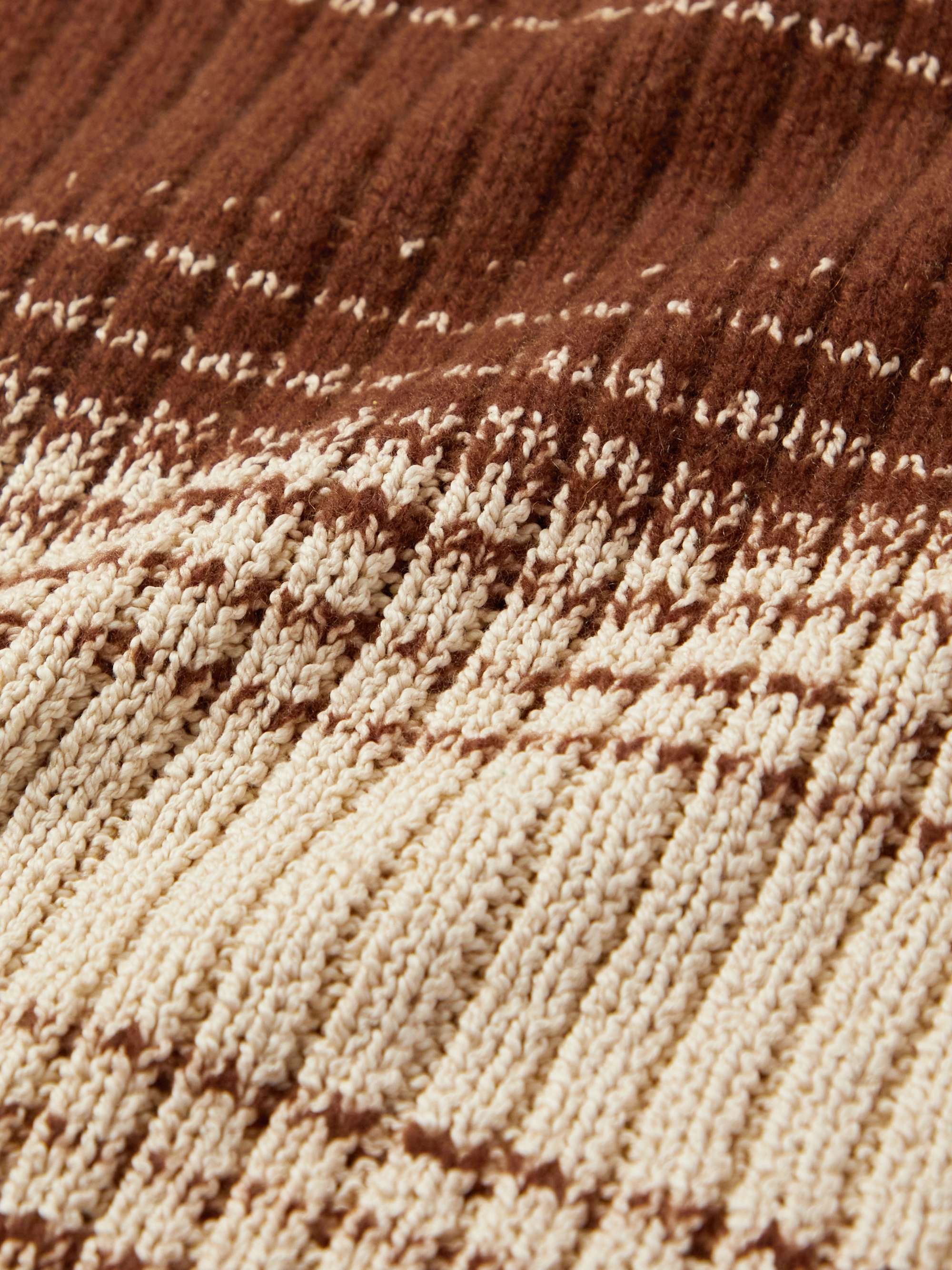 THE ELDER STATESMAN Striped Ribbed Cotton and Cashmere-Blend Sweater