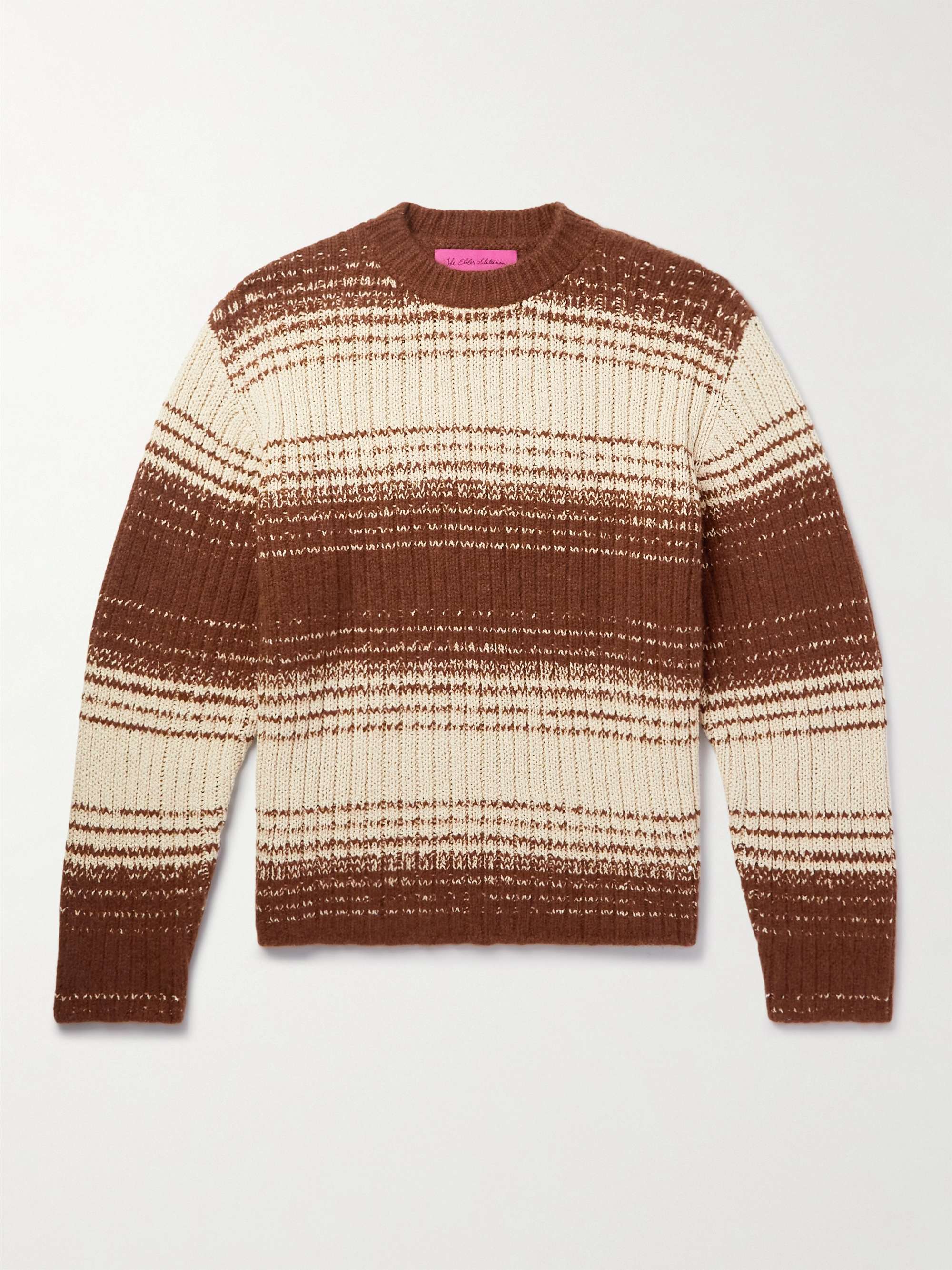 THE ELDER STATESMAN Striped Ribbed Cotton and Cashmere-Blend Sweater