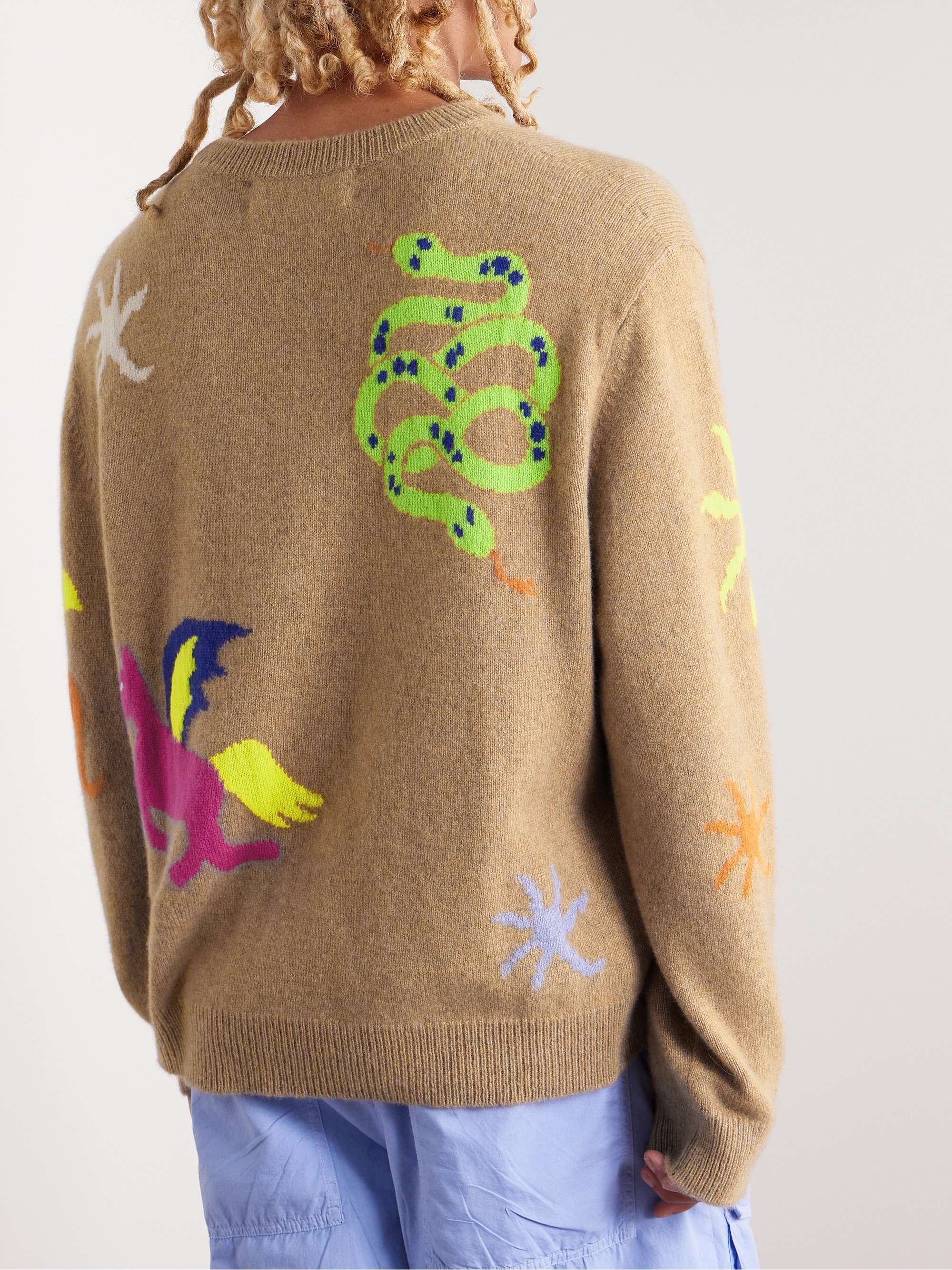 THE ELDER STATESMAN Fantastical Intarsia Cashmere Sweater