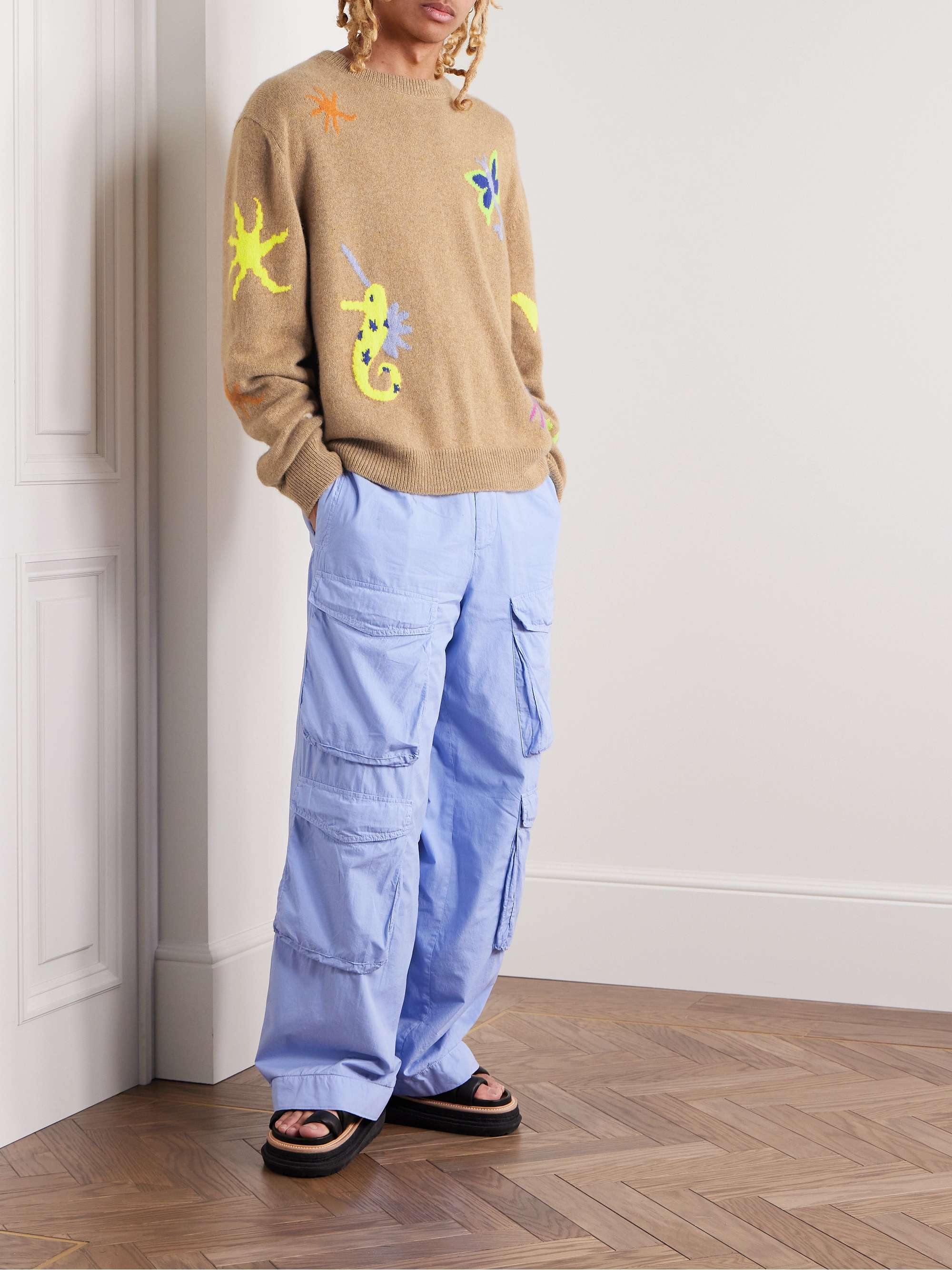 THE ELDER STATESMAN Fantastical Intarsia Cashmere Sweater