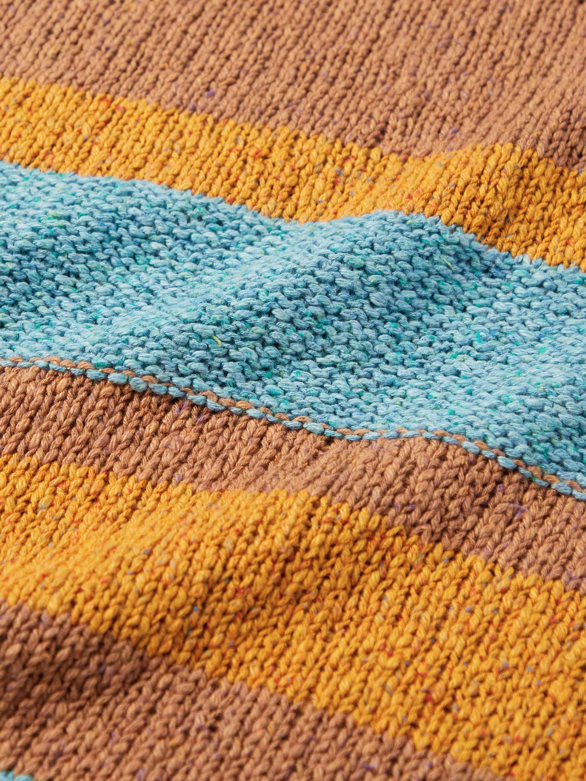 THE ELDER STATESMAN Striped Cotton, Linen and Silk-Blend Sweater