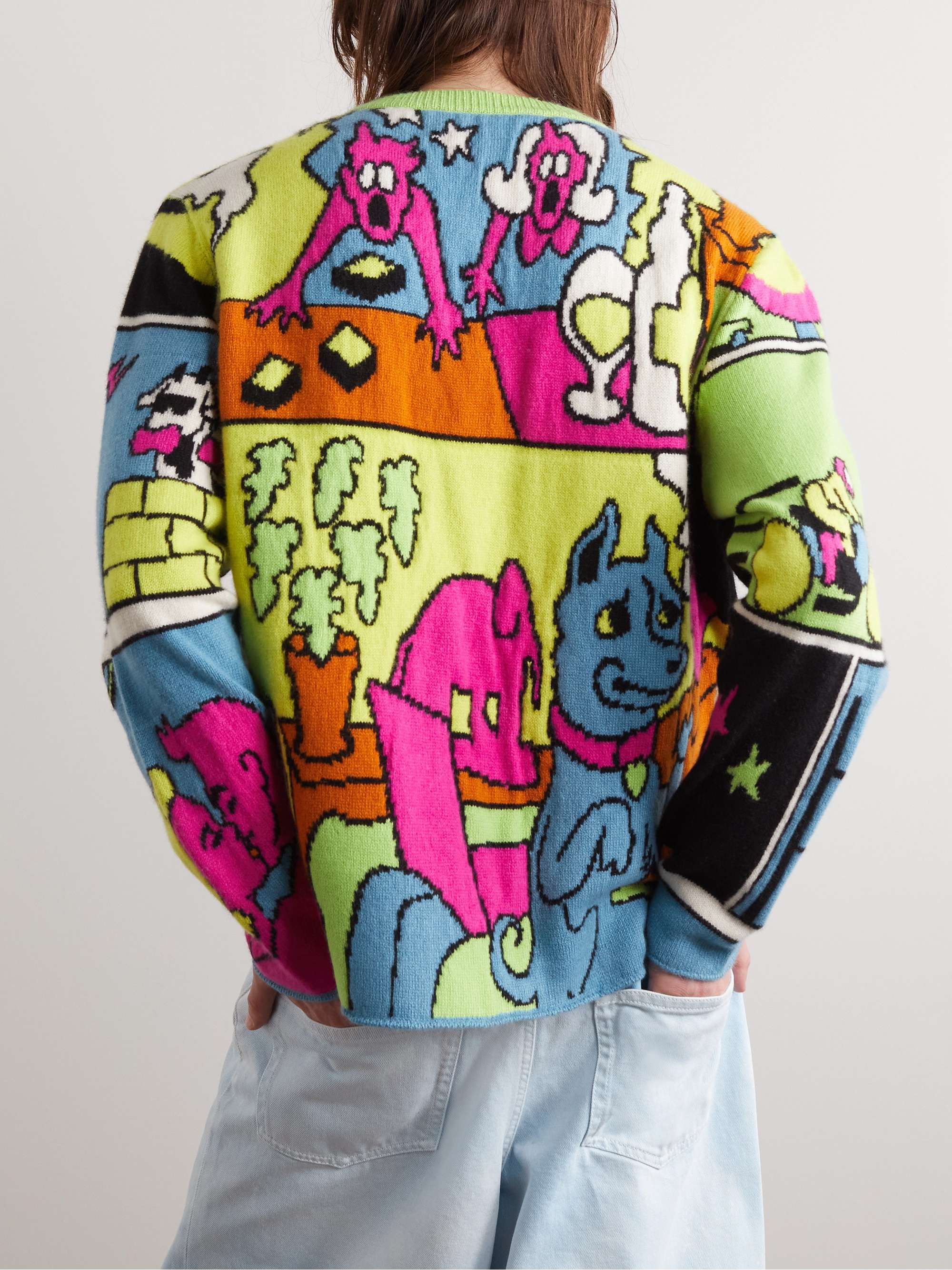 THE ELDER STATESMAN Love Tunnel Intarsia Cashmere Sweater