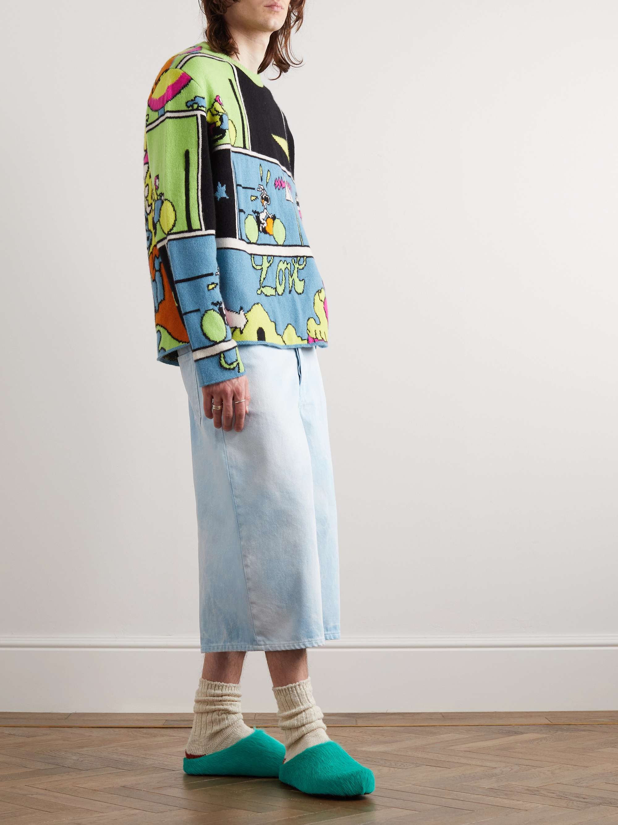 THE ELDER STATESMAN Love Tunnel Intarsia Cashmere Sweater
