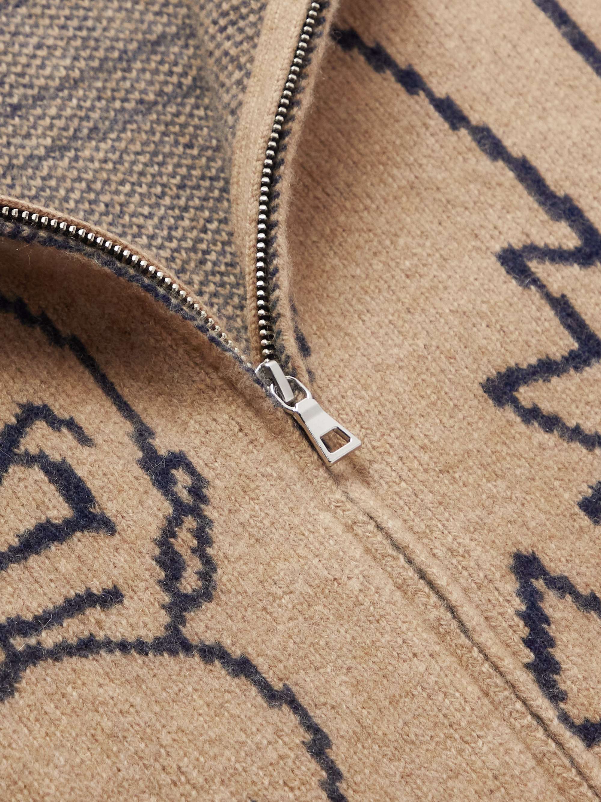 THE ELDER STATESMAN Cashmere-Jacquard Zip-Up Sweater