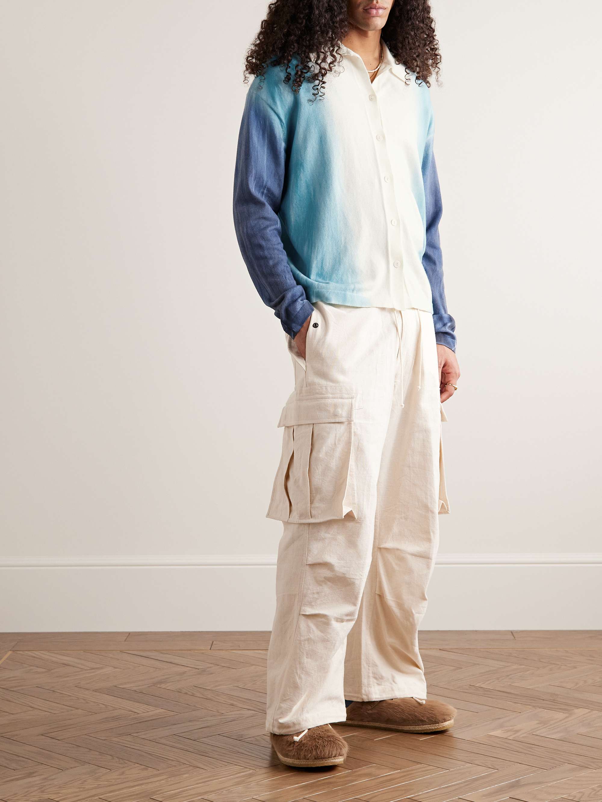 THE ELDER STATESMAN Nova Tie-Dyed Organic Cotton and Cashmere-Blend Shirt
