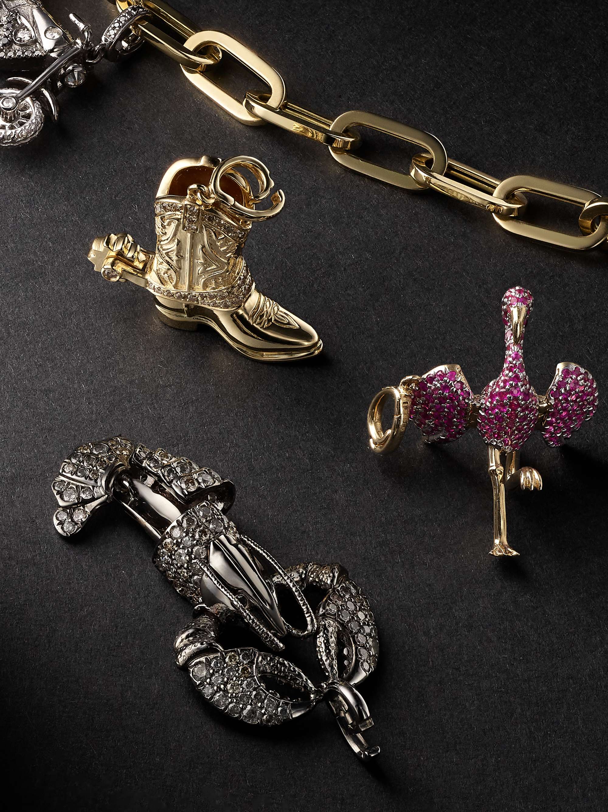 ANNOUSHKA My Life In Charms Gold Multi-Stone Necklace Set
