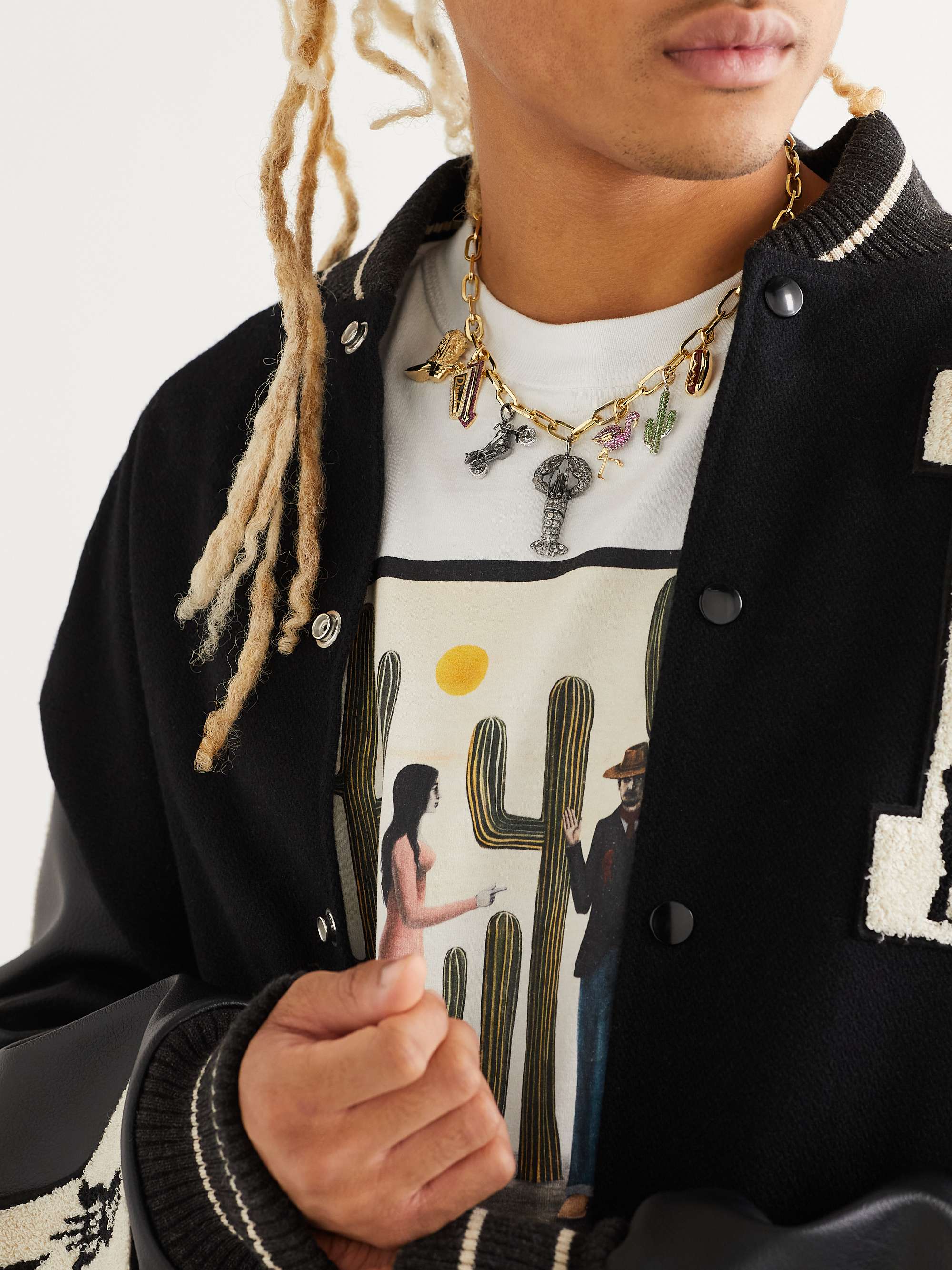 ANNOUSHKA My Life In Charms Gold Multi-Stone Necklace Set