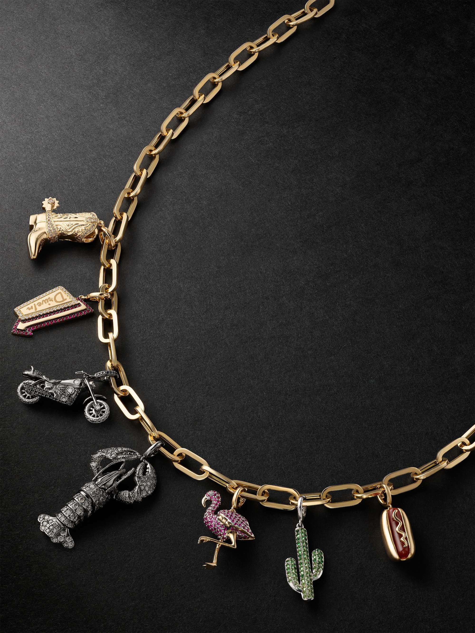 ANNOUSHKA My Life In Charms Gold Multi-Stone Necklace Set
