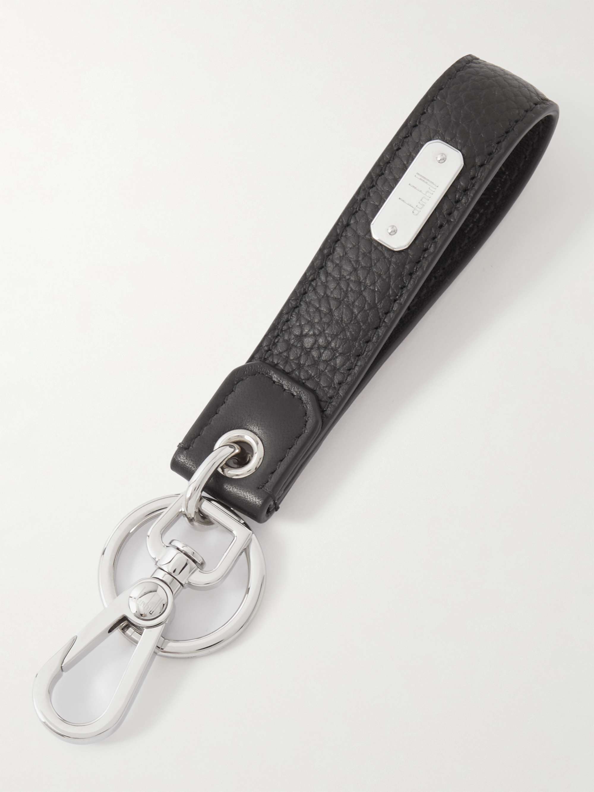 Saint Laurent Croc-effect Leather Key Fob In Black