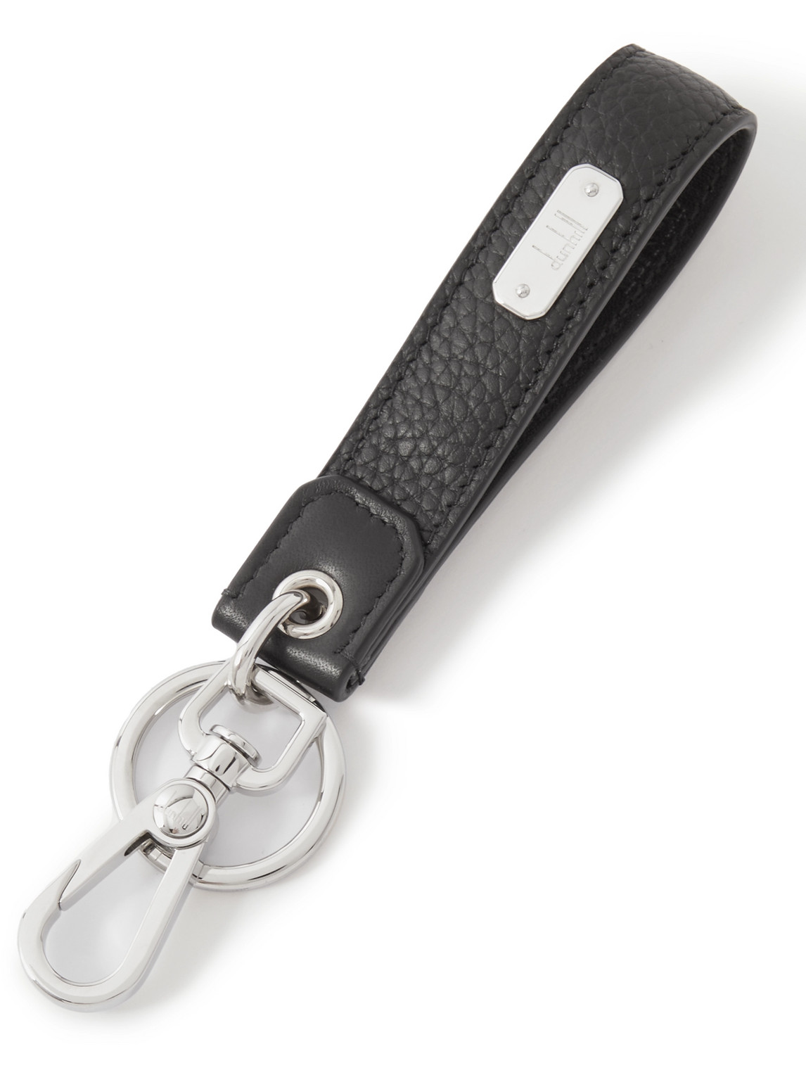 Dunhill 1893 Harness Leather And Silver-tone Key Fob In Black