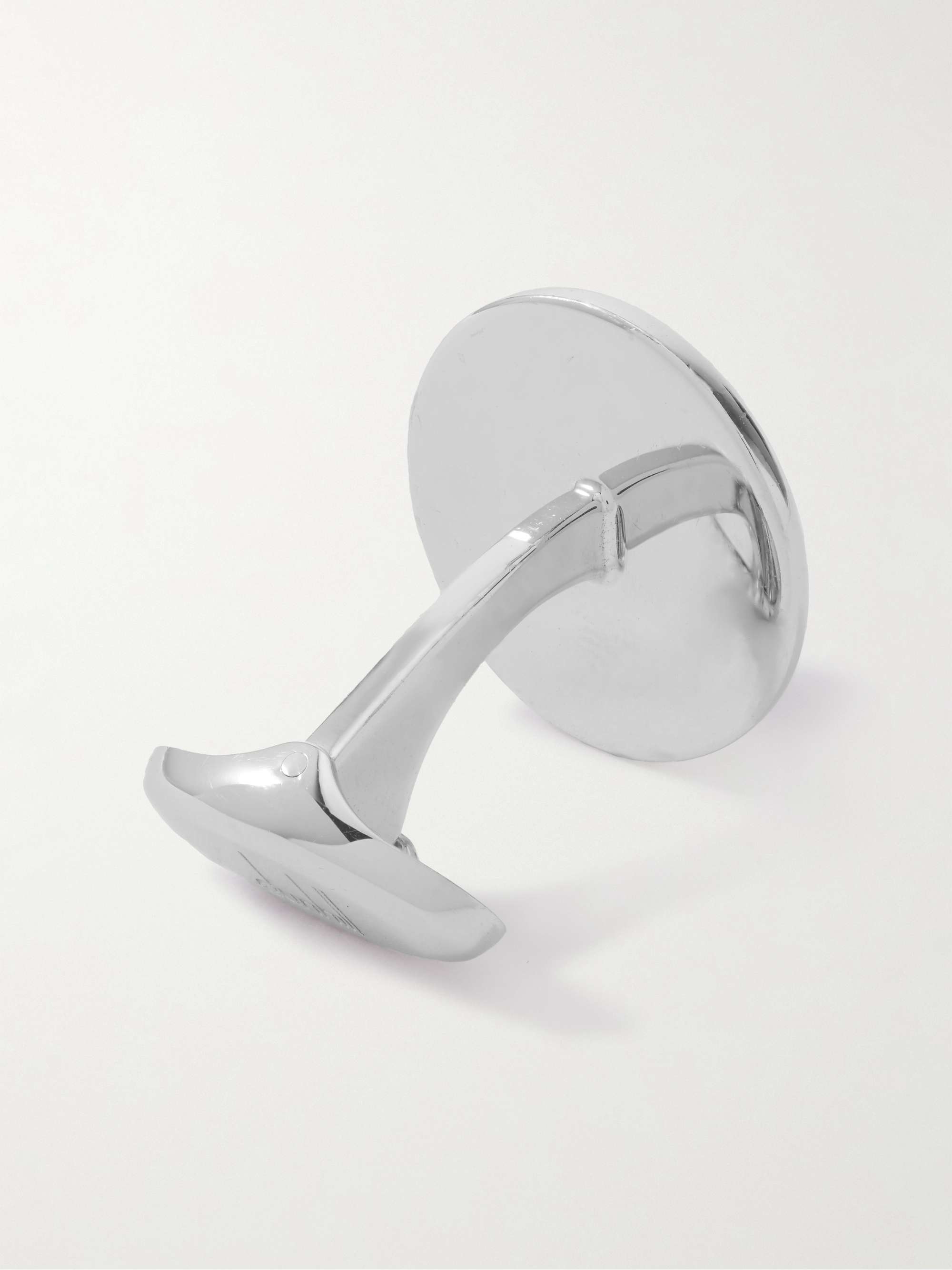 DUNHILL Logo-Engraved Silver-Tone Onyx Cufflinks